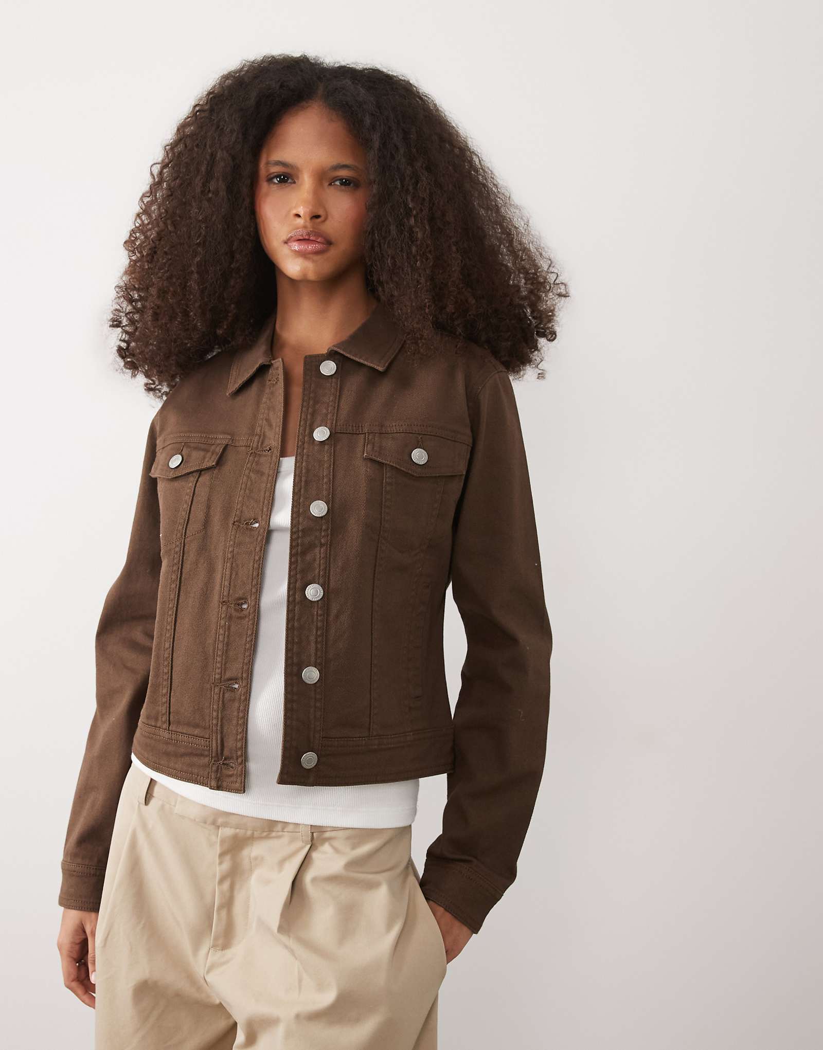 Threadbare denim jacket in chocolate brown chocolate brown 8090₽