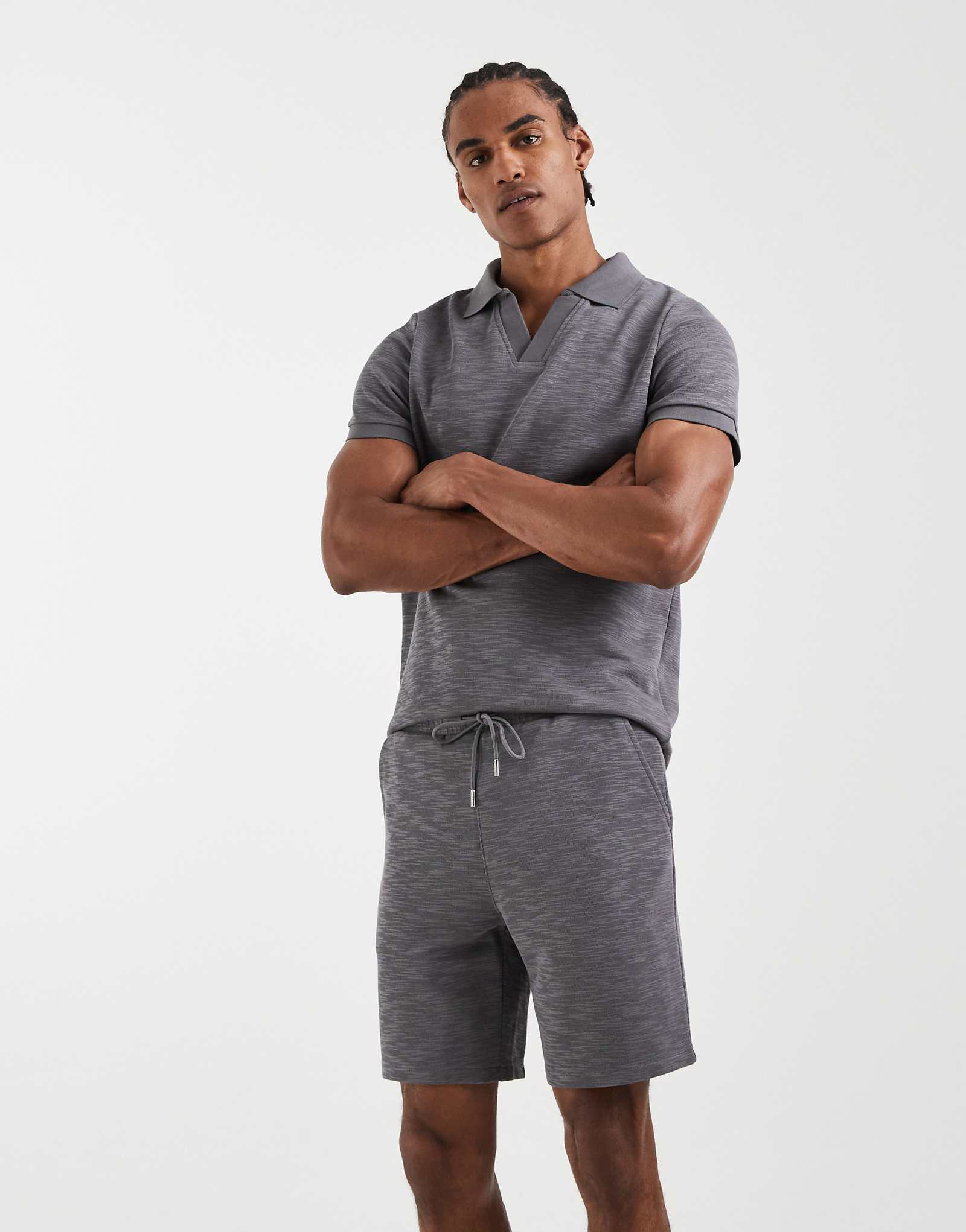 CAPO jersey slub shorts in charcoal -set charcoal 8090₽