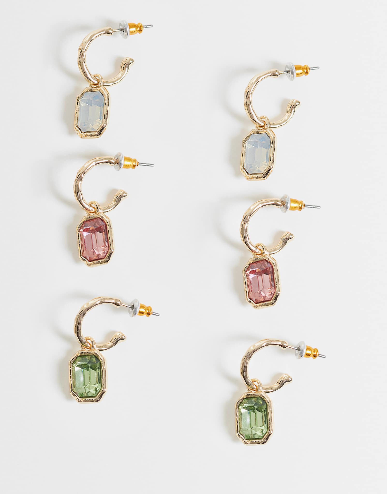 Accessorize 3 pack gem drop hoop earrings in pastels pastels 4790₽