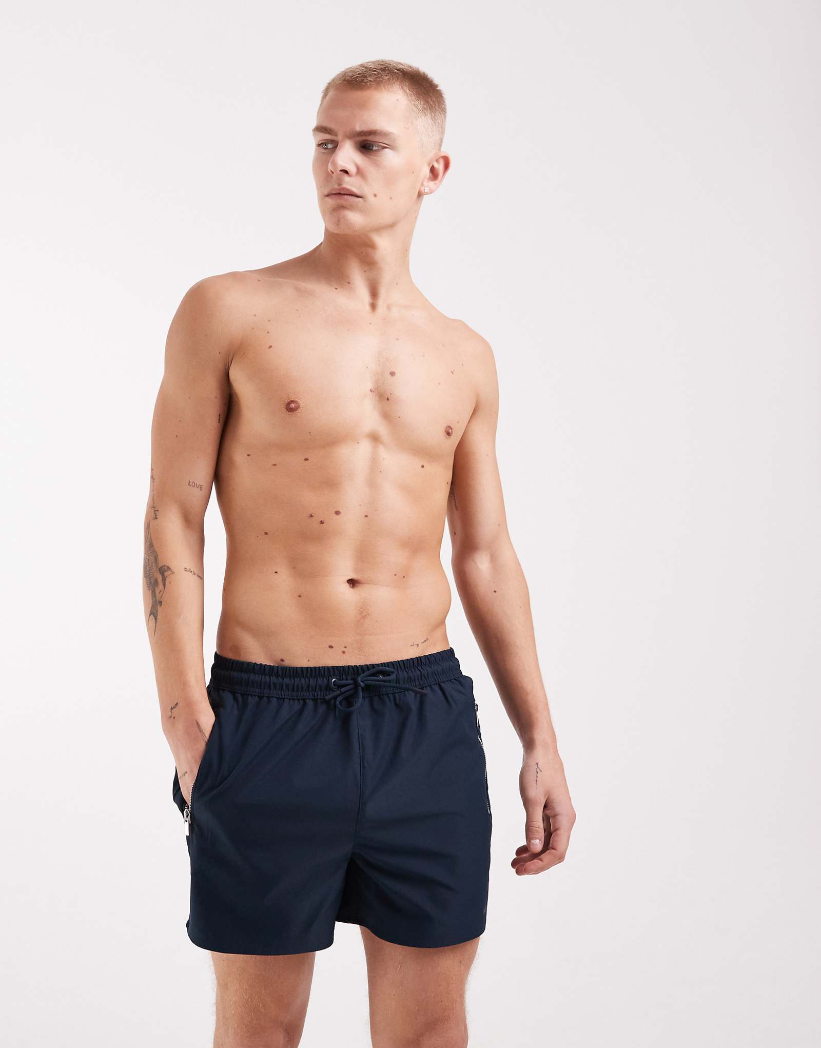 River Island swim shorts with zip detail in navy navy 9290₽