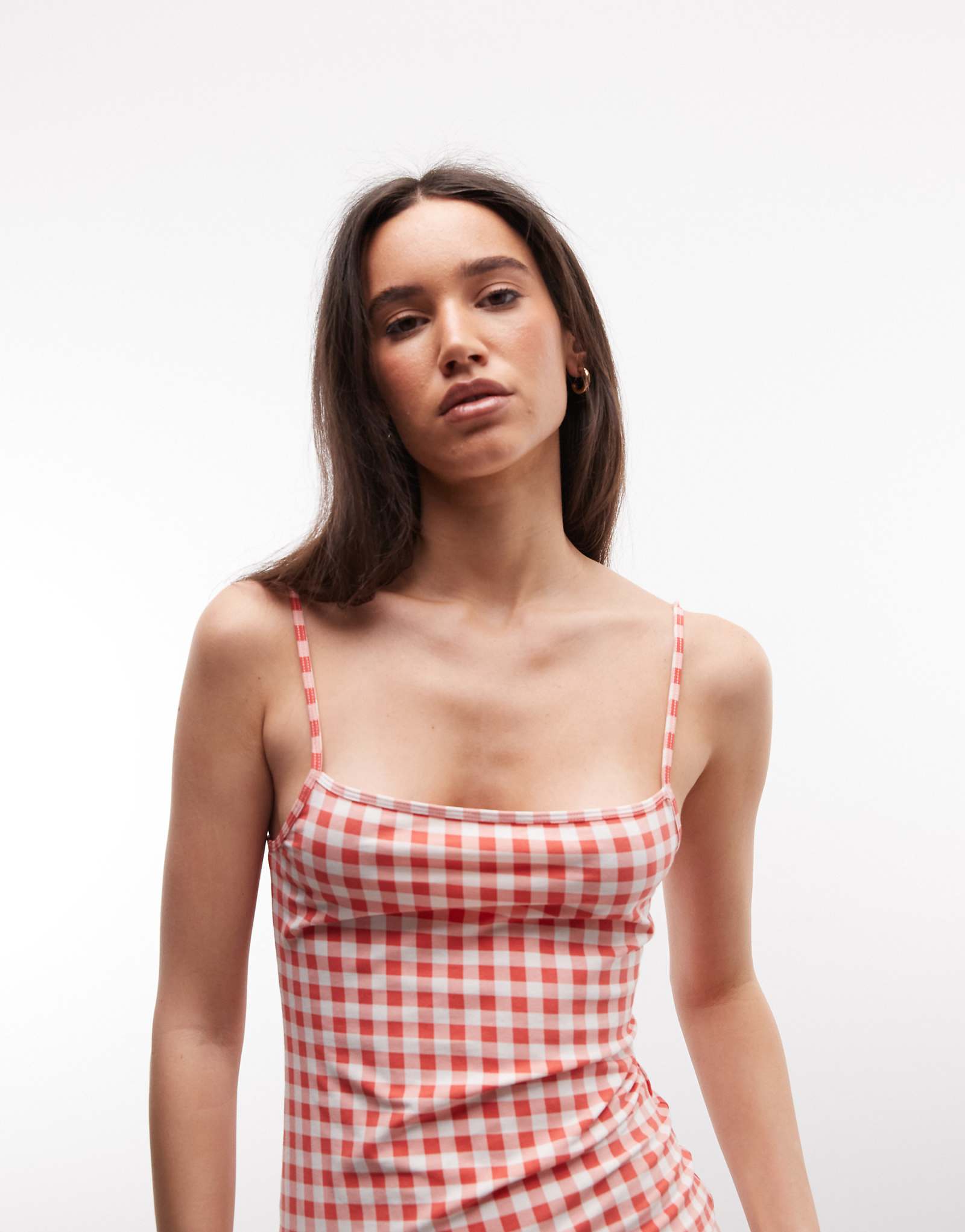 Monki square neck tank top in red gingham print - part of a set red gingham 2690₽