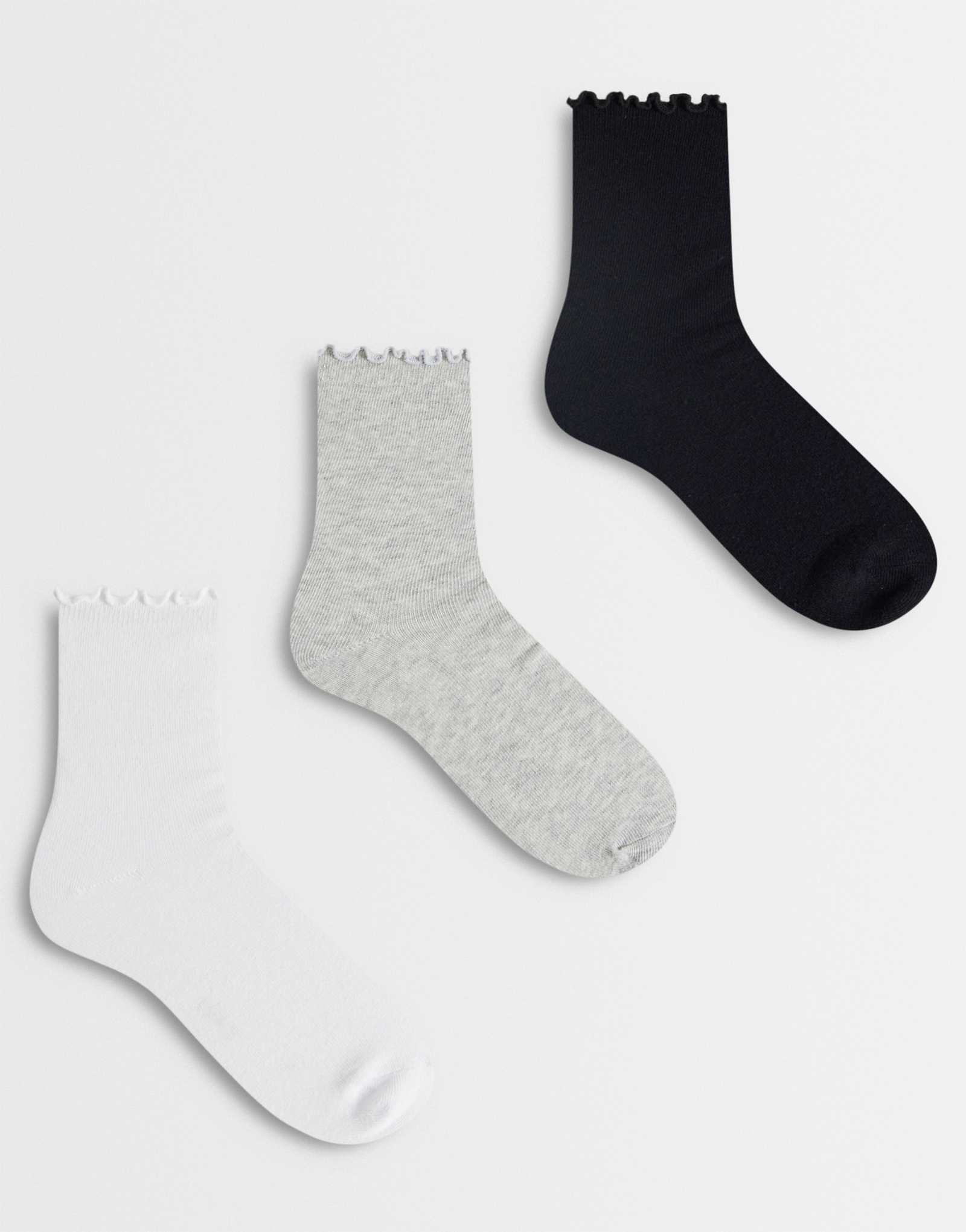 Accessorize 3 pack frill trim socks in neutrals yellow 2690₽