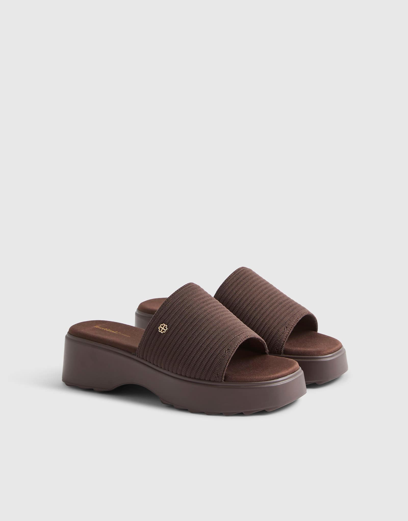 River Island knit mule flatform sandals in dark brown dark brown 10690₽