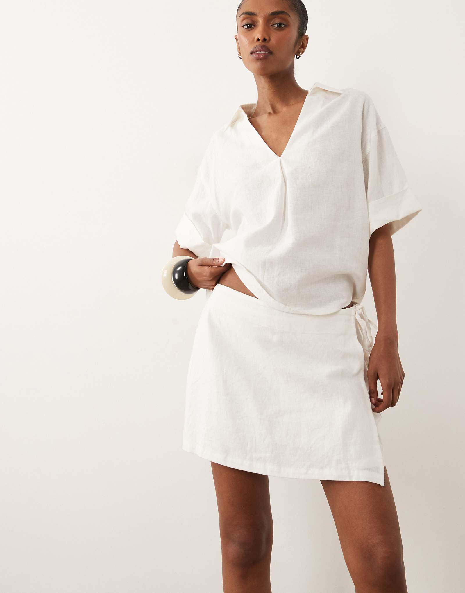 River Island linen look skort in white white 9290₽