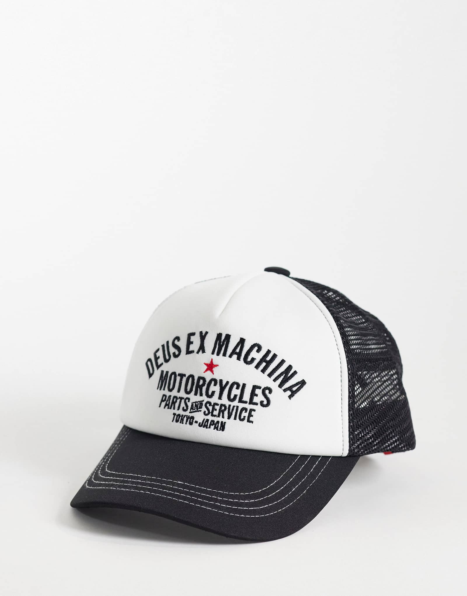 Deus Ex Machina Tokyo original trucker cap with contrast peak in white and black black 9790₽