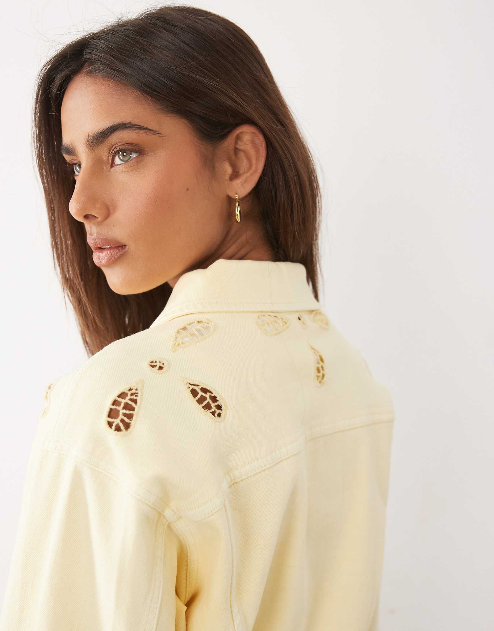 Good American cotton essential cut out detail crop jacket in lemon - part of a set yellow 36390₽