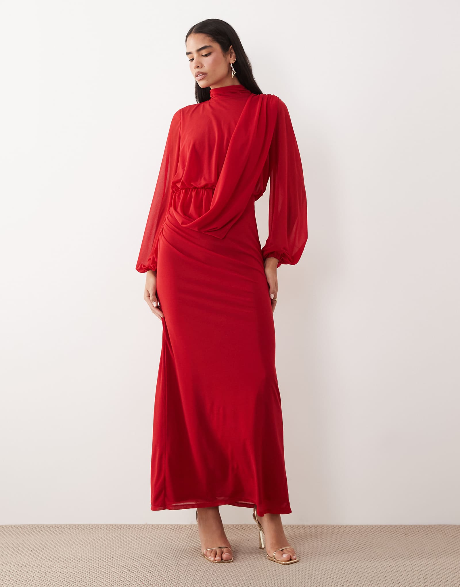 Daska chiffon draped bodice maxi dress in red red 33690₽