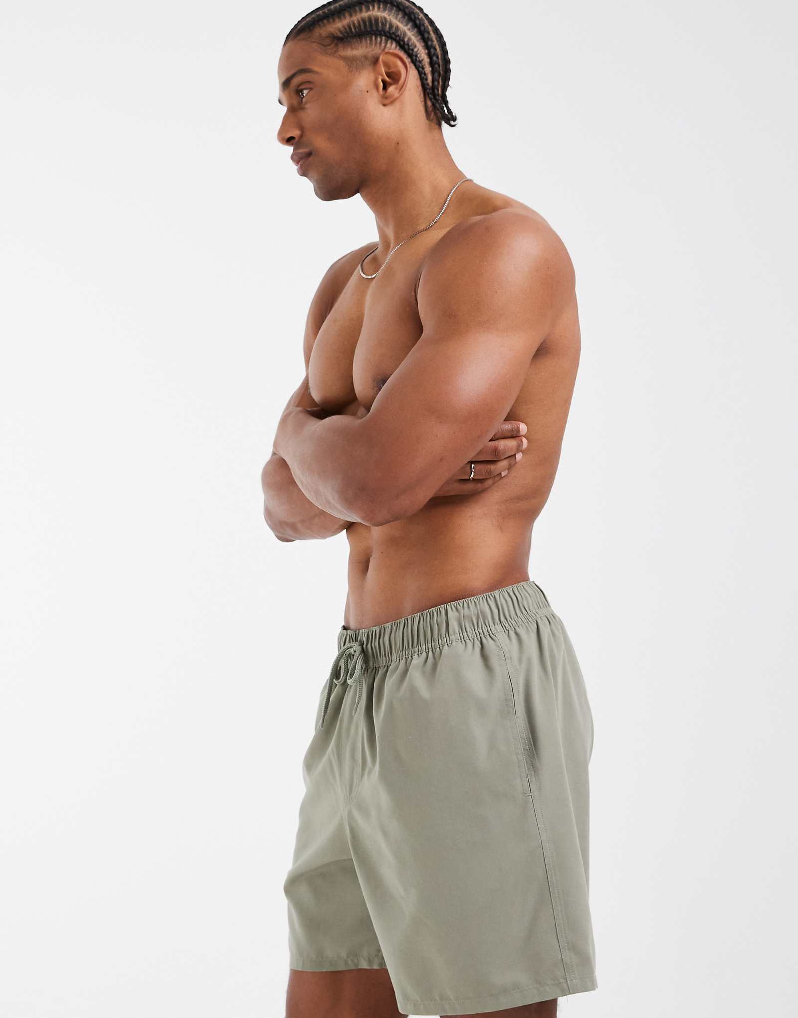 ASOS DESIGN swim shorts in mid length in khaki khaki 4790₽