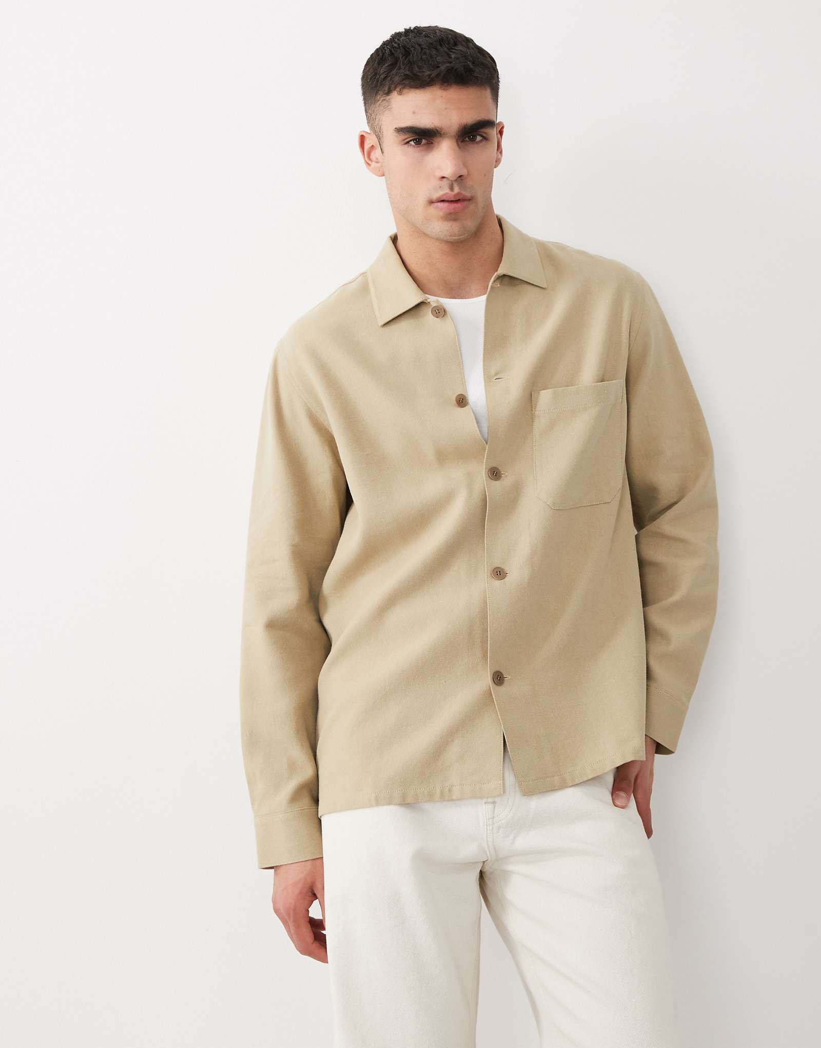 ARKET linen mix shirt in dark beige dark beige 21090₽