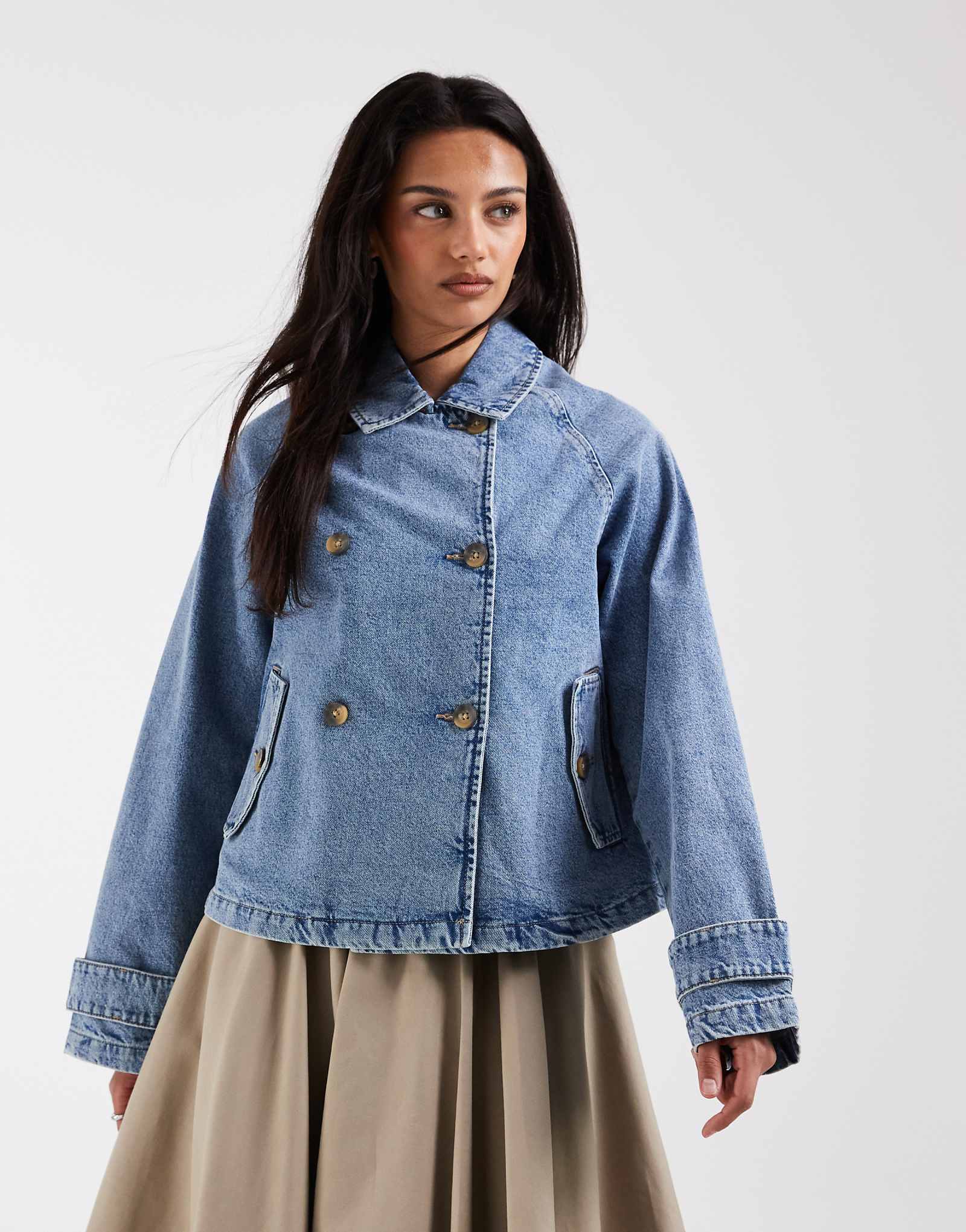 ONLY denim short trench coat in light blue light blue 19190₽