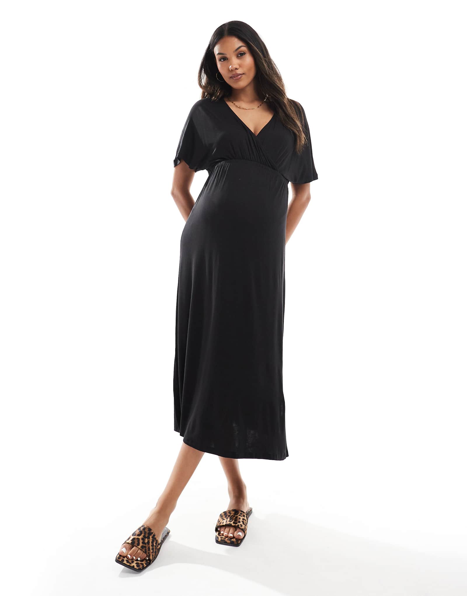 ONLY Maternity nursing maxi dress in black