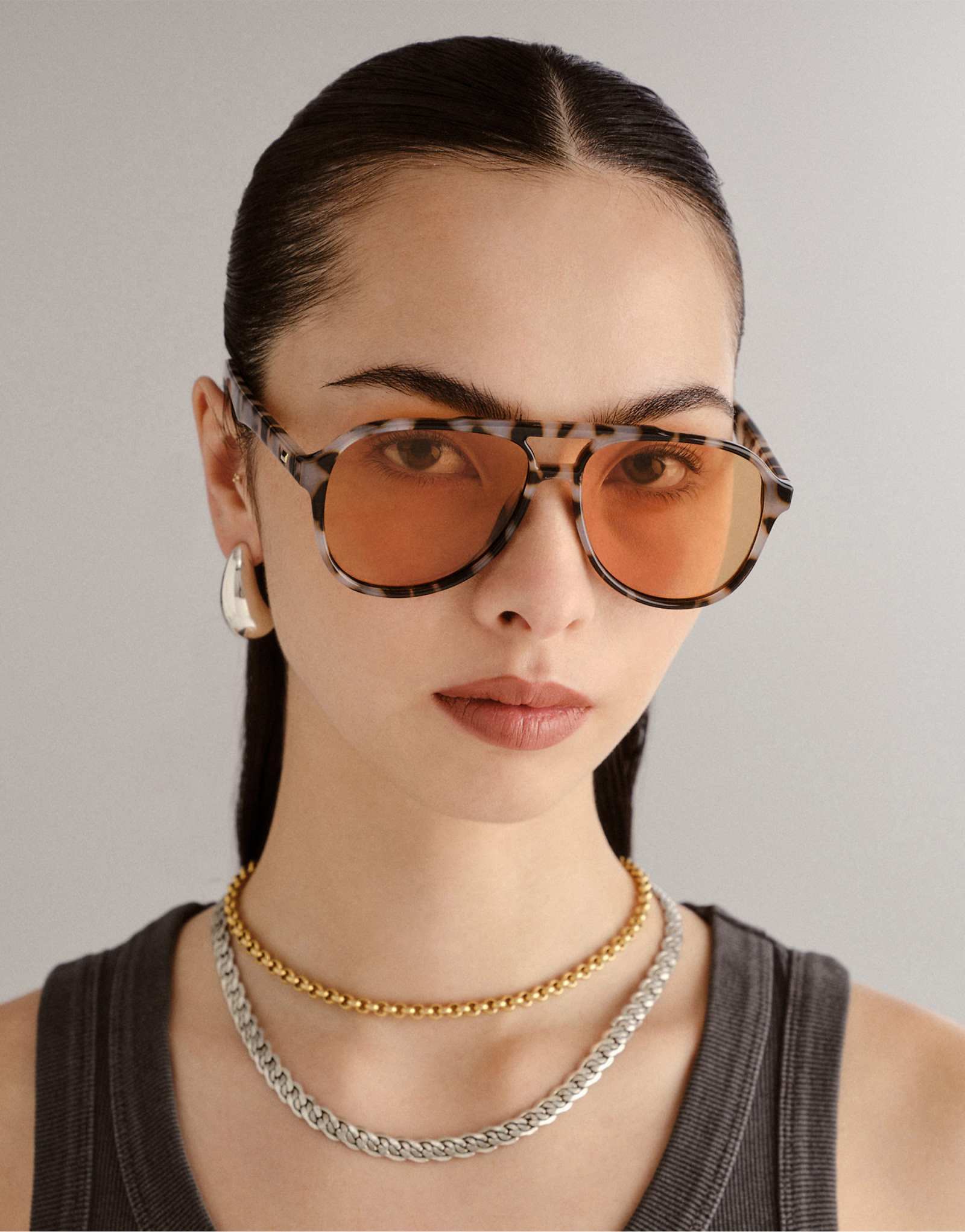 Le Specs tragic magic aviator sunglasses in cookie tort with amber lens brown 13790₽