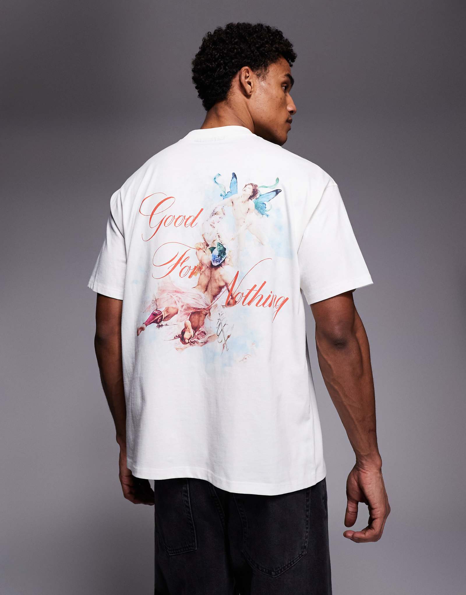 Good For Nothing oversized t-shirt in off white with butterfly angel print off-white 11790₽