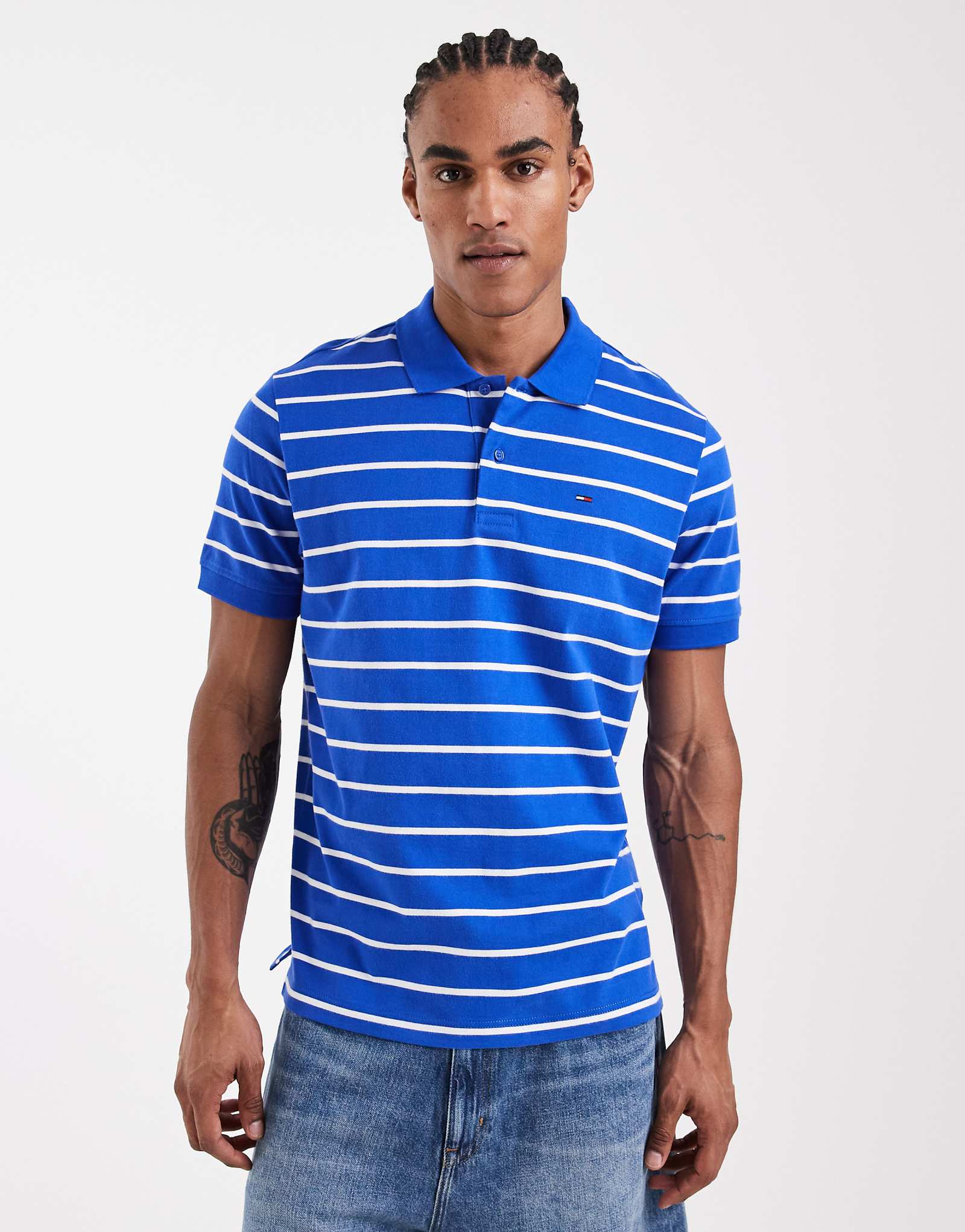 Tommy Jeans polo shirt in blue stripes fizzy blue 18390₽