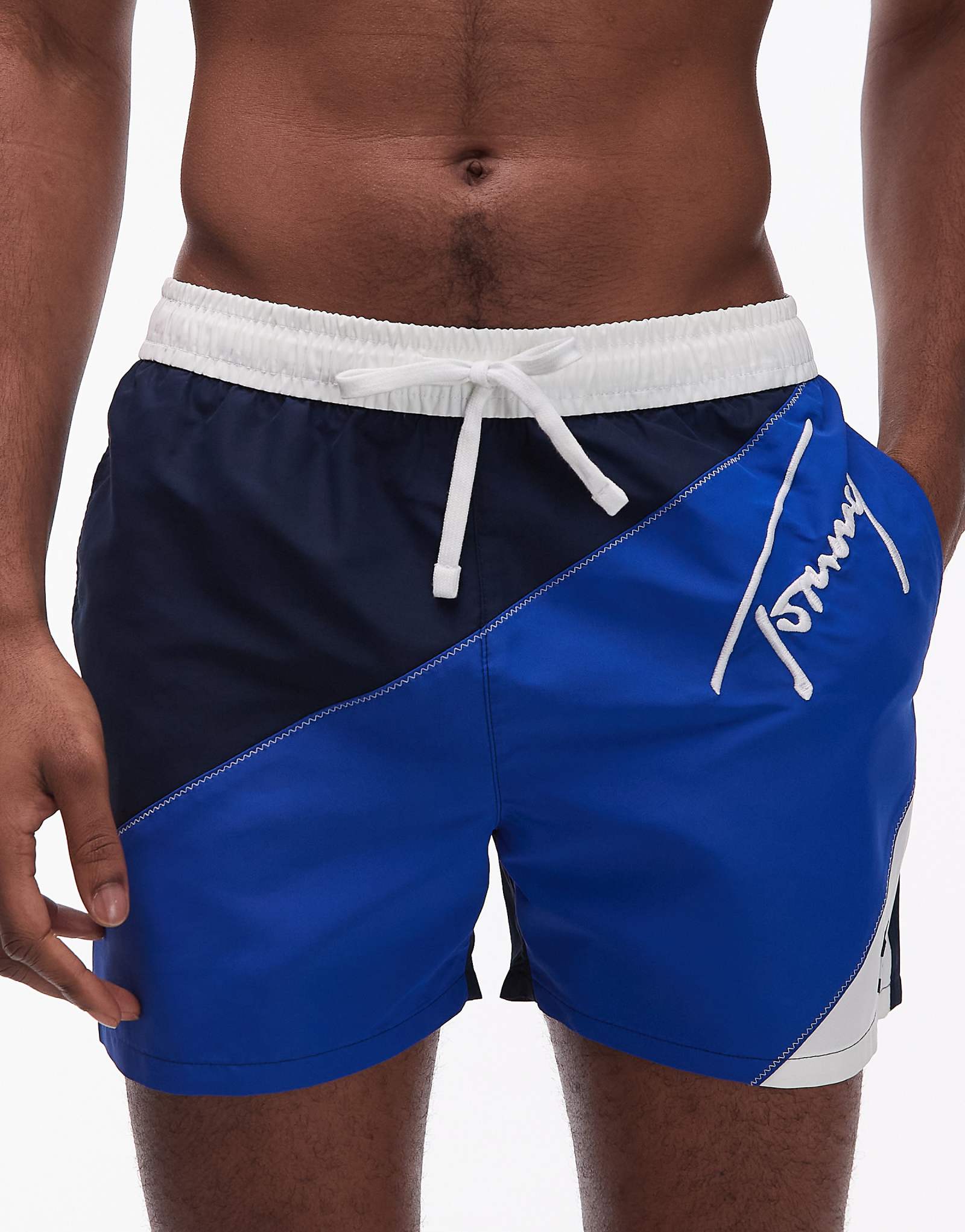 Tommy Hilfiger drawstring swim shorts in blue -amp navy fizzy blue 18590₽