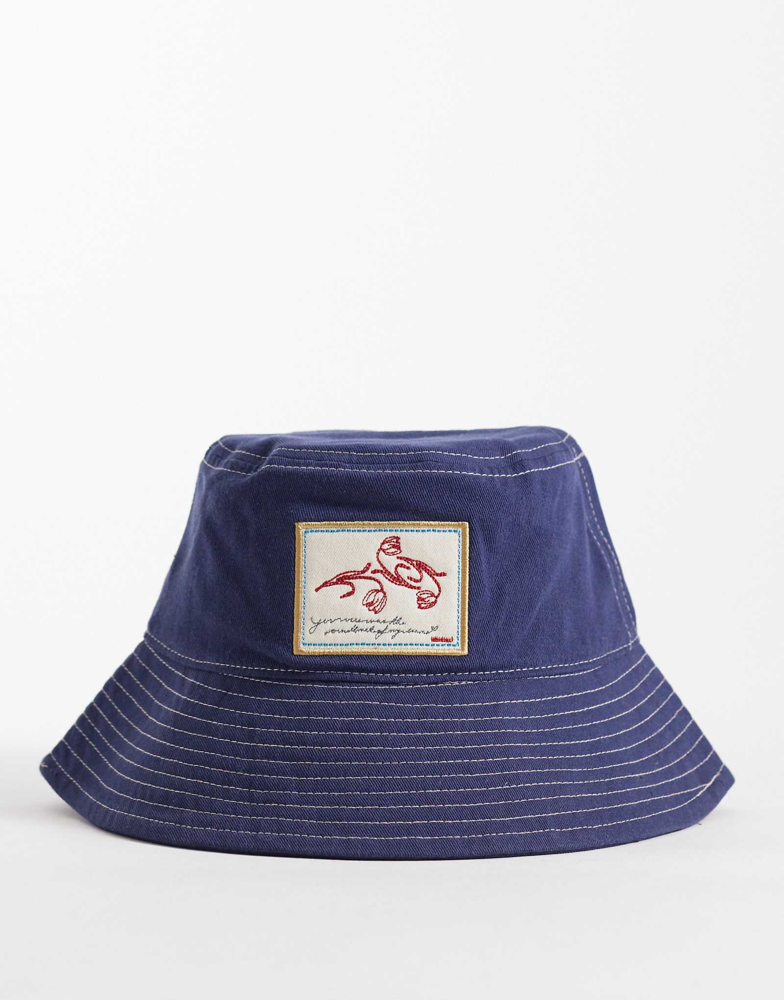 Becksondergaard canvas cotton bucket hat in navy blue navy 12790₽