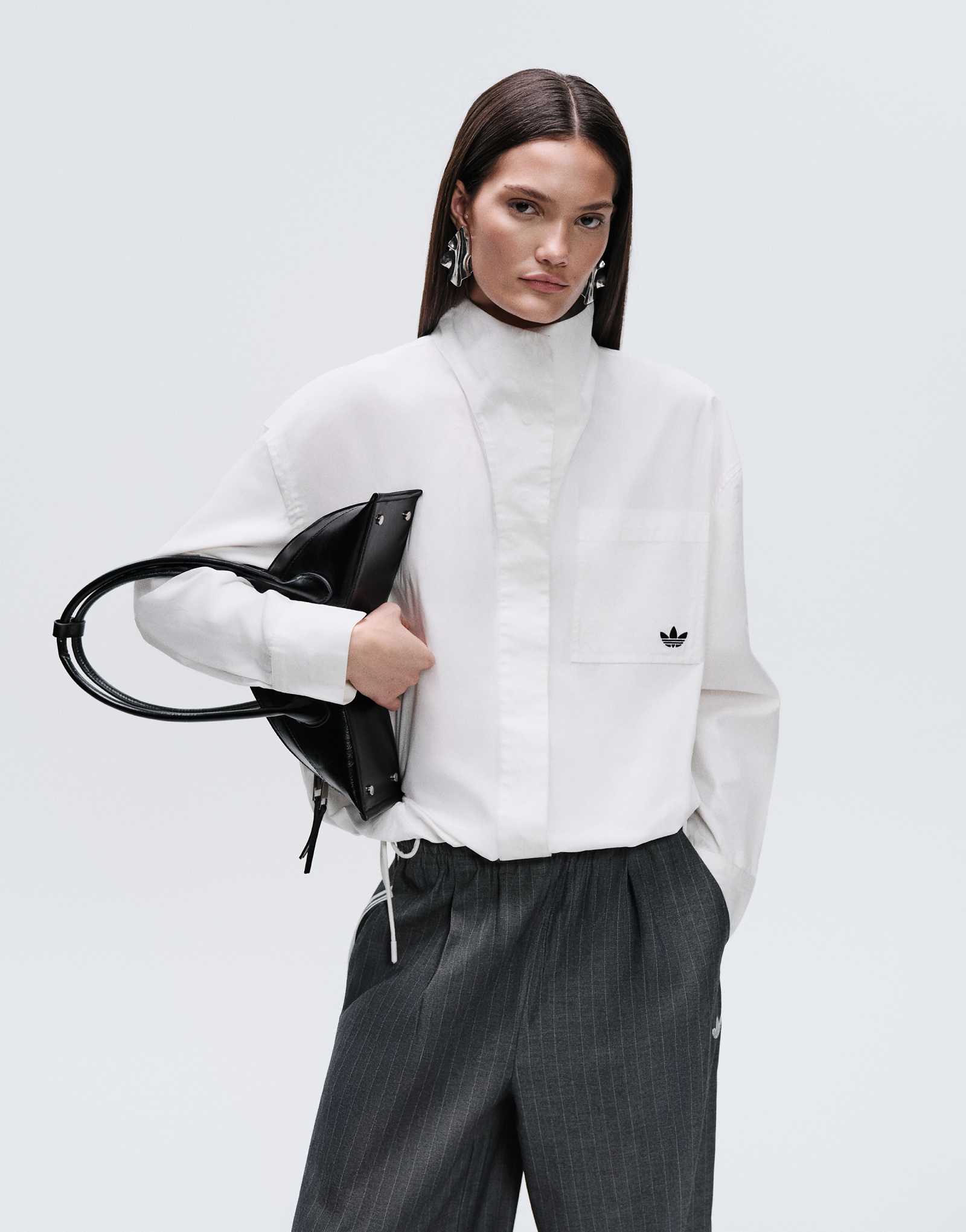 Adidas Originals x ASOS funnel neck shirt in white white