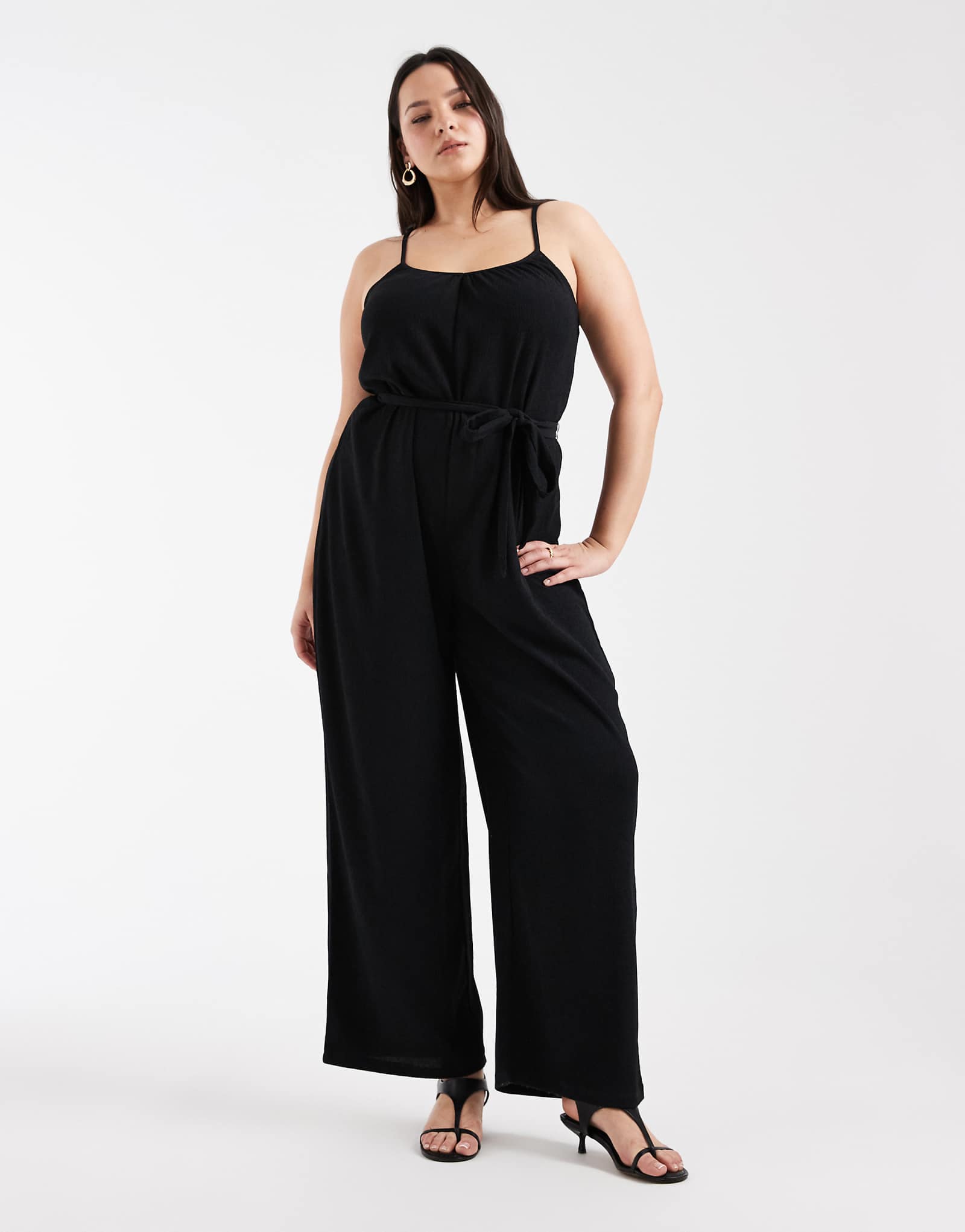 ONLY Curve tie waist jumpsuit in black black 10490₽