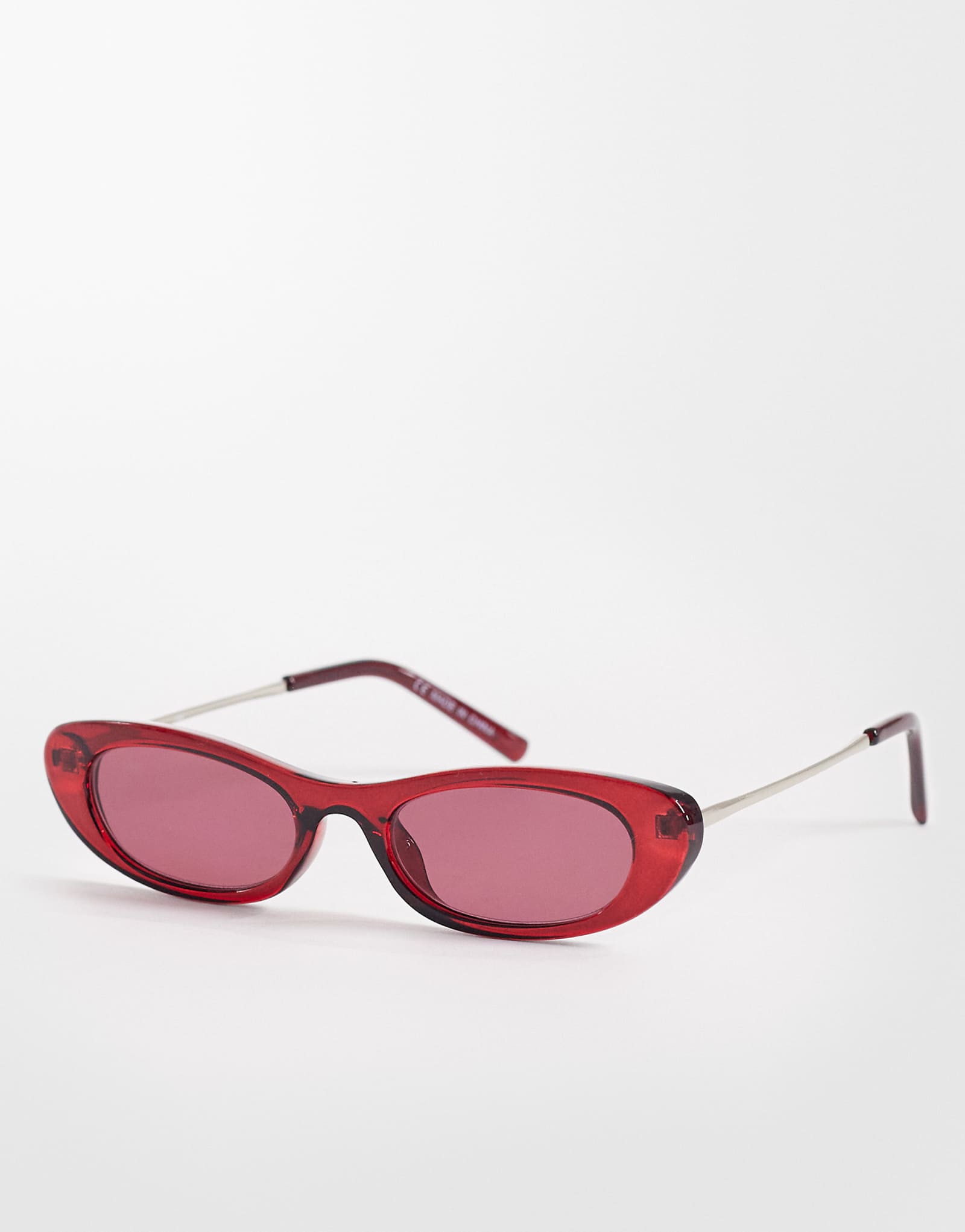 Cotton On Lucia slim line sunglasses in cherry wood cherry woodsilver tone 4090₽