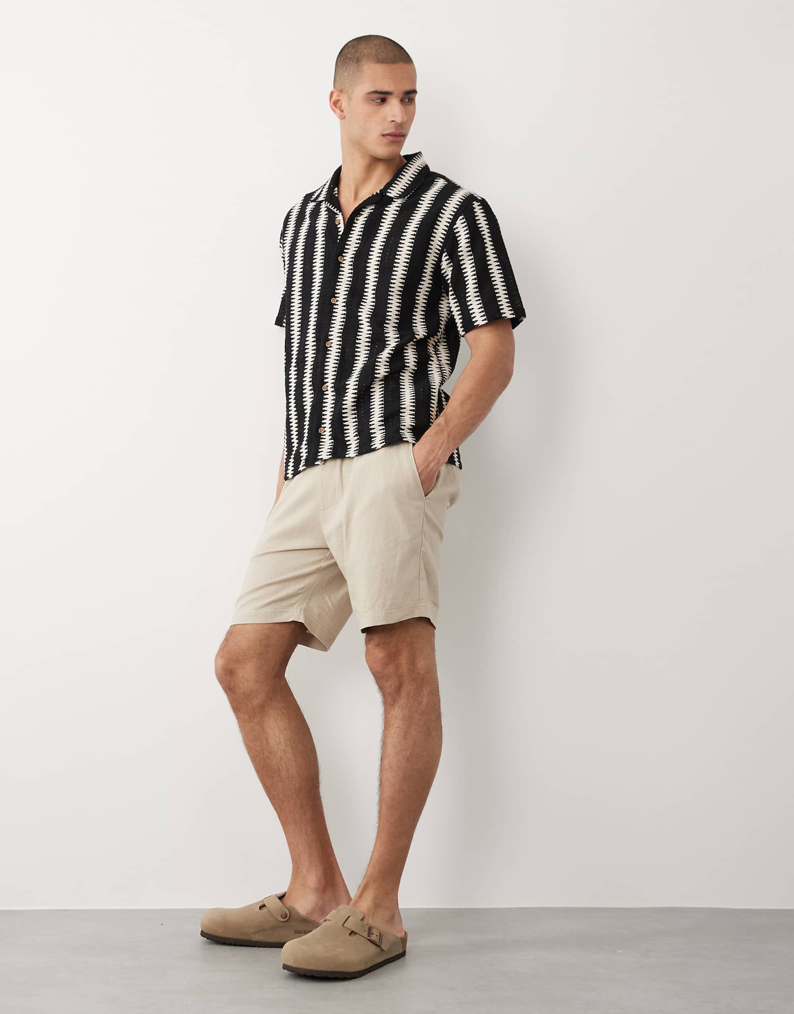 Threadbare linen mix drawstring waist shorts in stone stone 5390₽