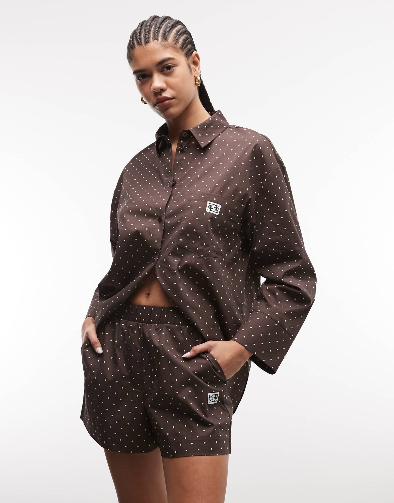 Noisy May boxer shorts in chocolate polka - part of a set choc brwn wht dots 7790₽