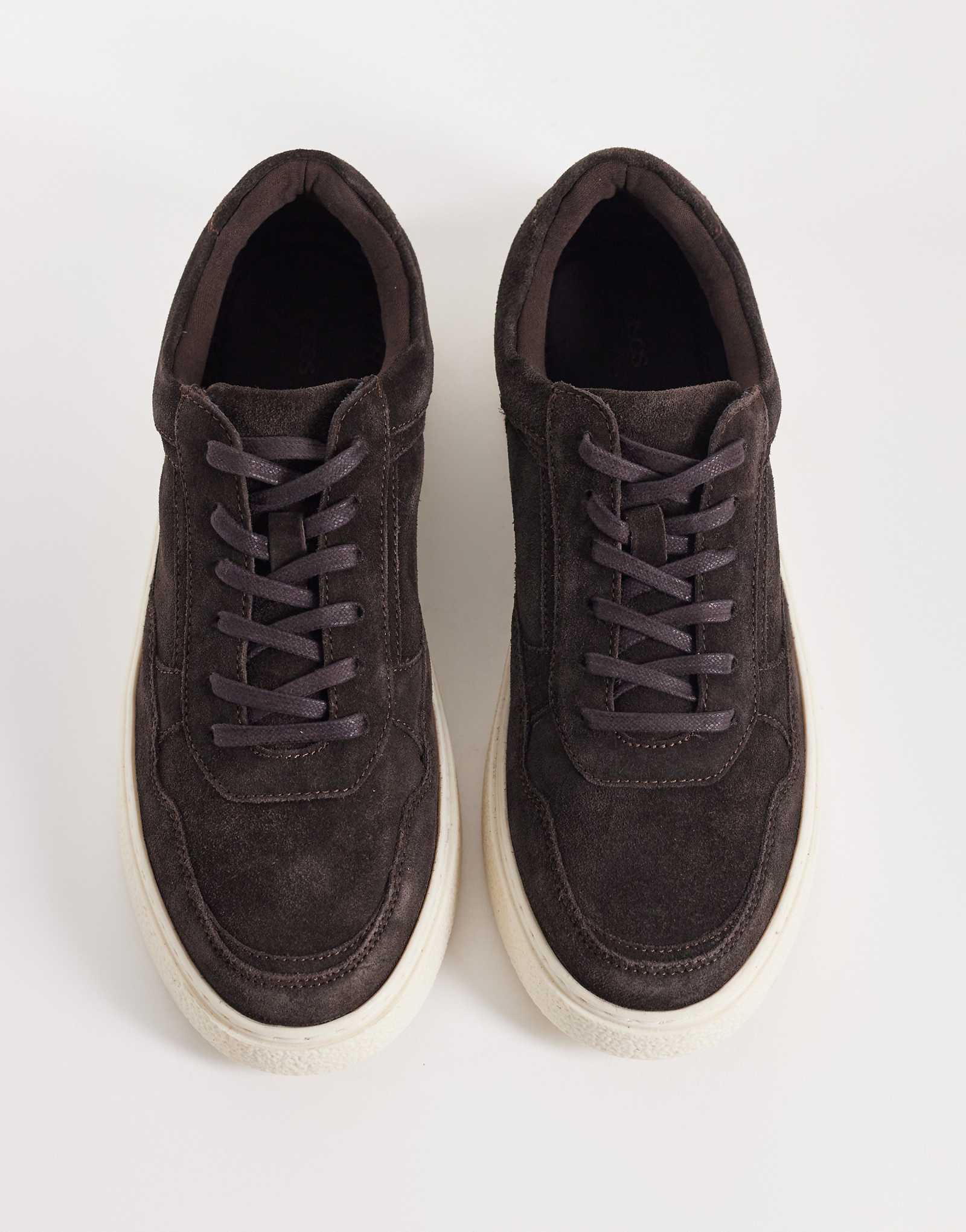 ASOS DESIGN paneled sneakers in dark brown suede dark brown 15490₽