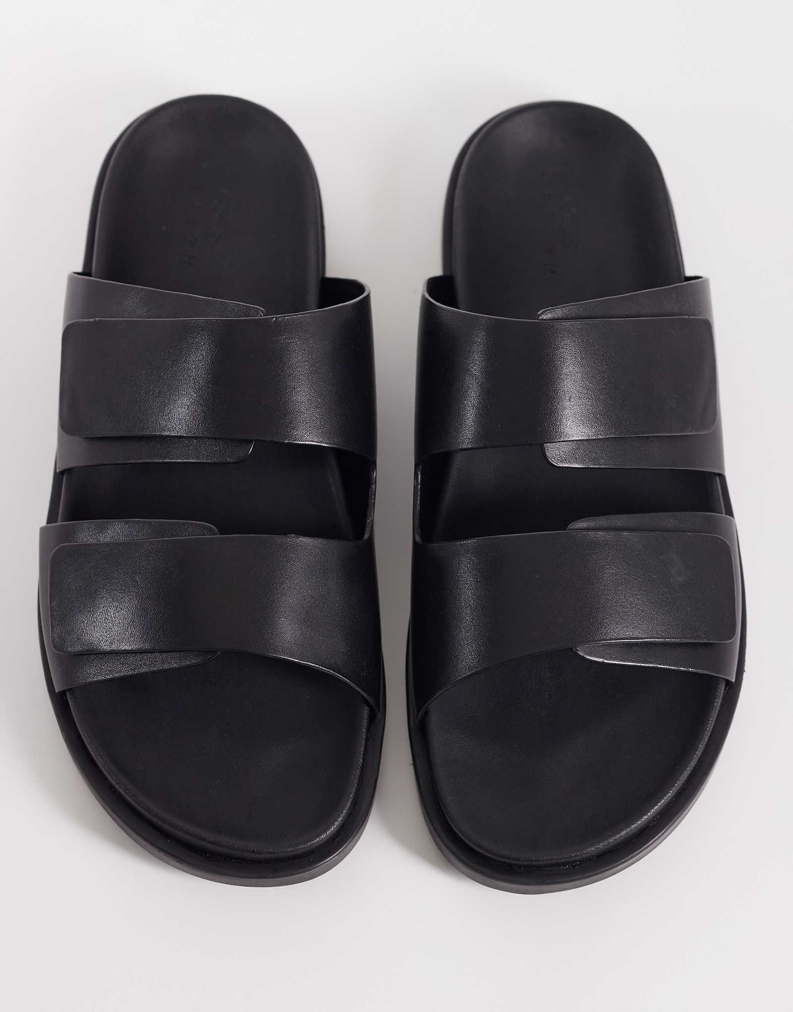 ASOS DESIGN two strap sandals in black leather black 11590₽