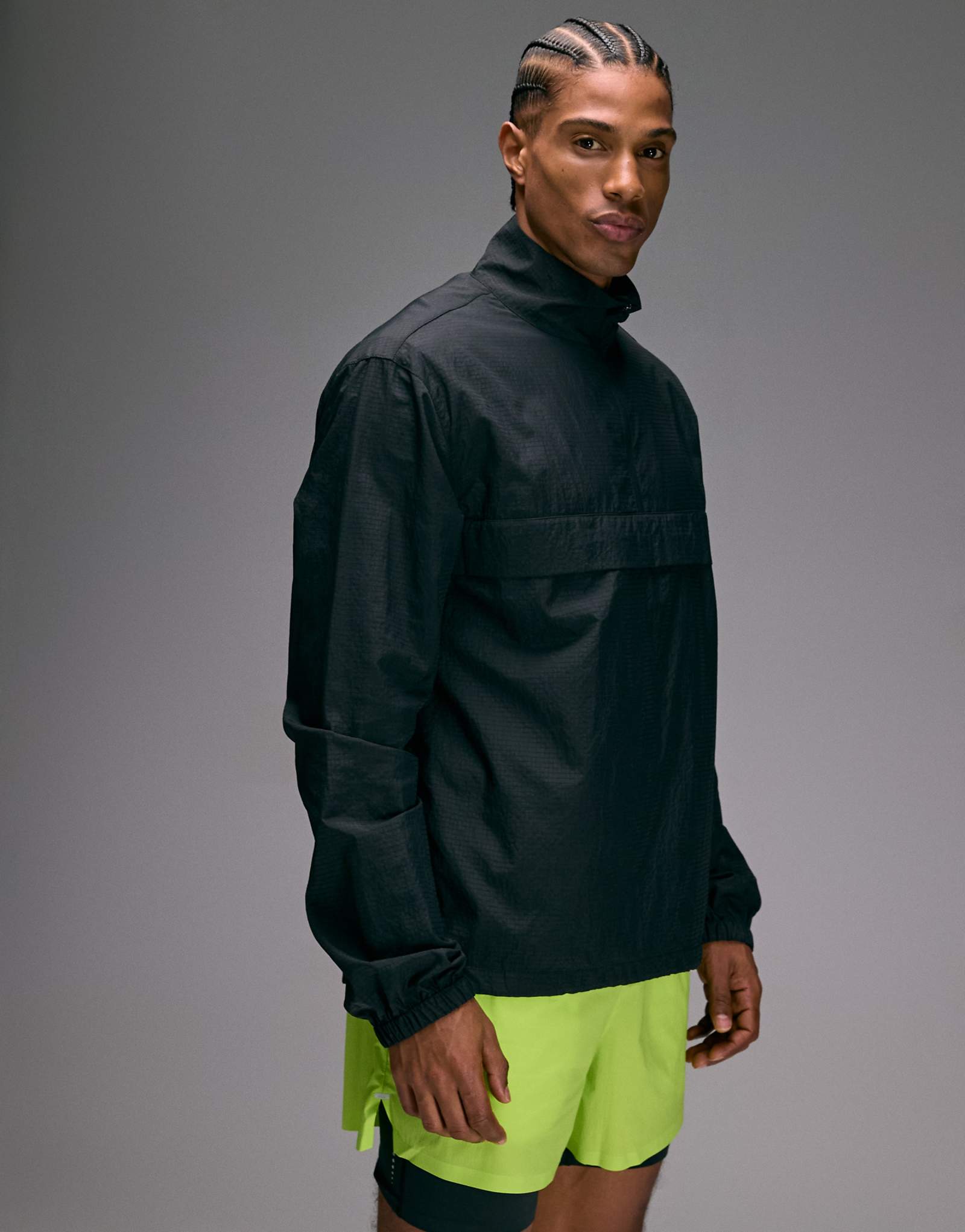 4505 ultra lightweight 14 zip running windbreaker jacket with front pocket in black black 16490₽