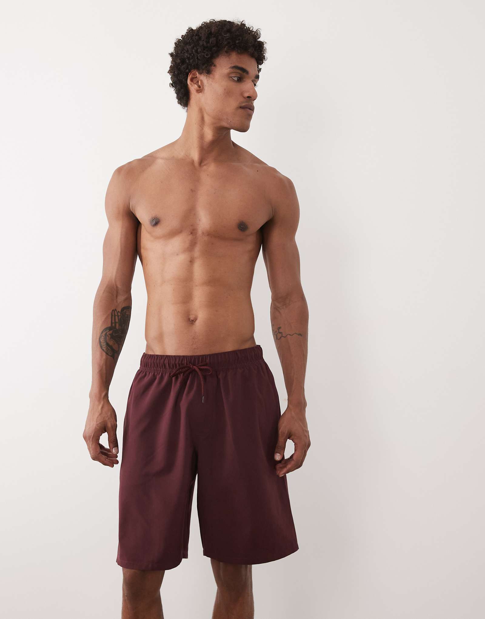 ASOS DESIGN swim shorts in long length in burgundy burgundy 4790₽
