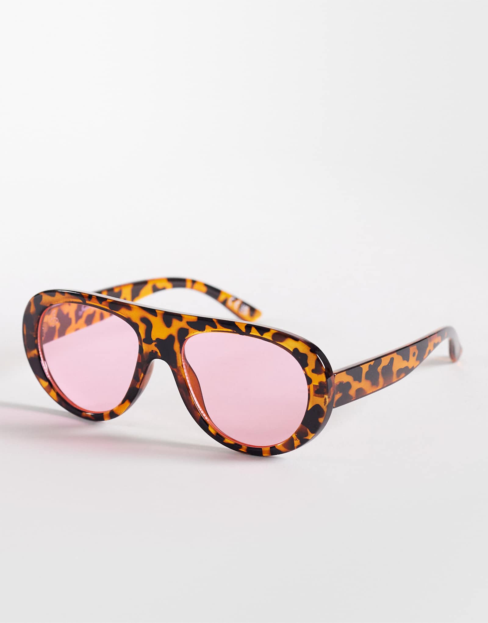 Jeepers Peepers flat top round sunglasses in bright tort with pink lens brown 8490₽