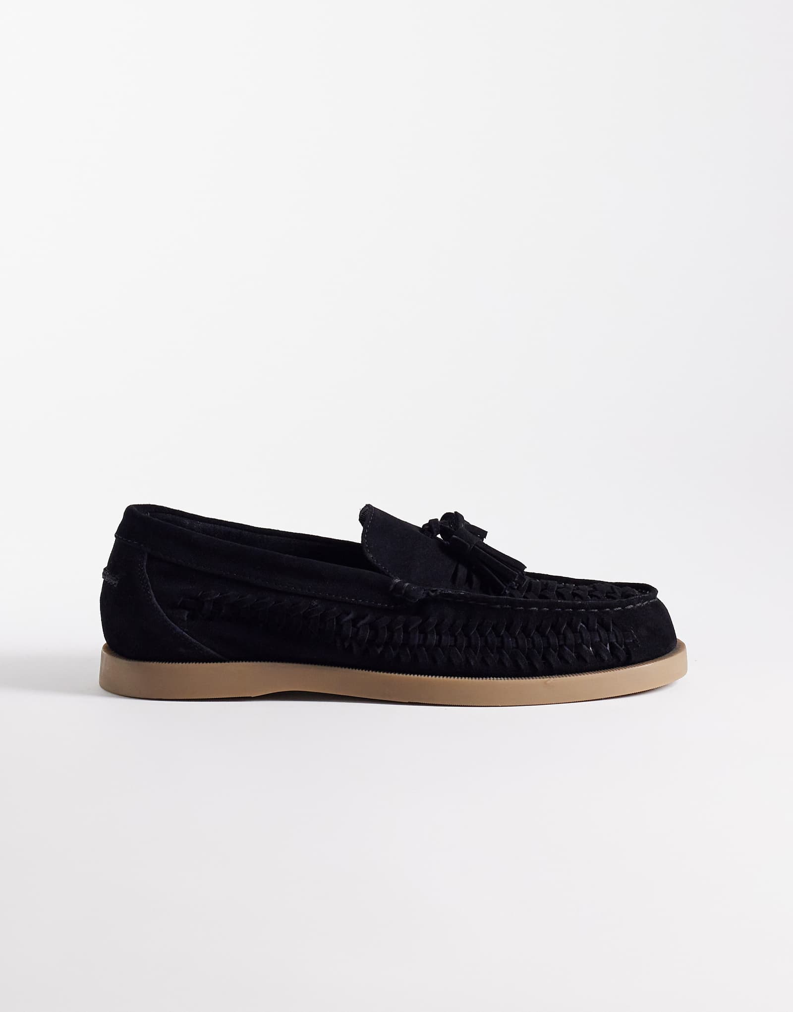 ASOS DESIGN woven tassel loafers in black suede black 15490₽