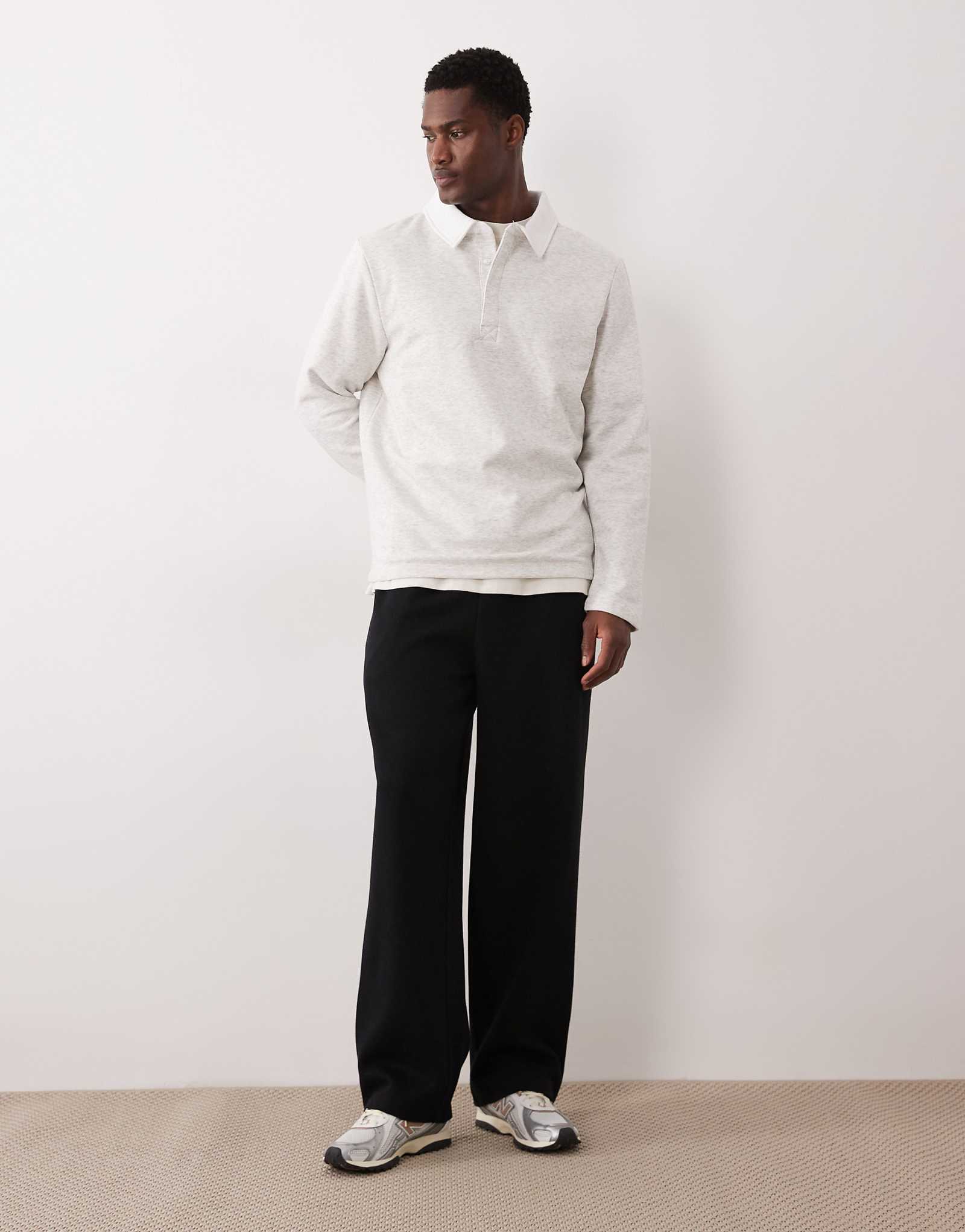 ASOS DESIGN wide leg sweatpants with pleats in black black 10690₽