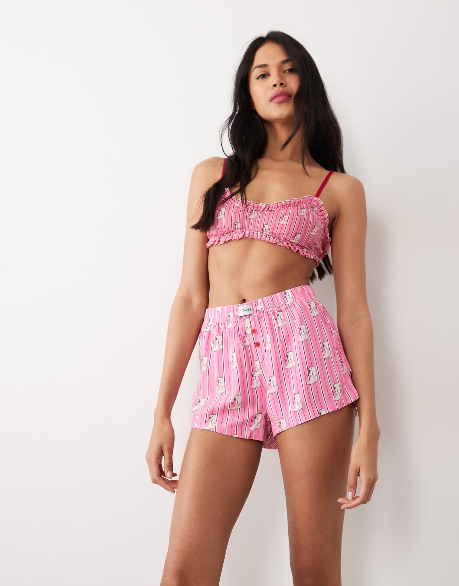 Wild Lovers Ines boxer shorts in pink stripe cowboy print cowboy print 15090₽