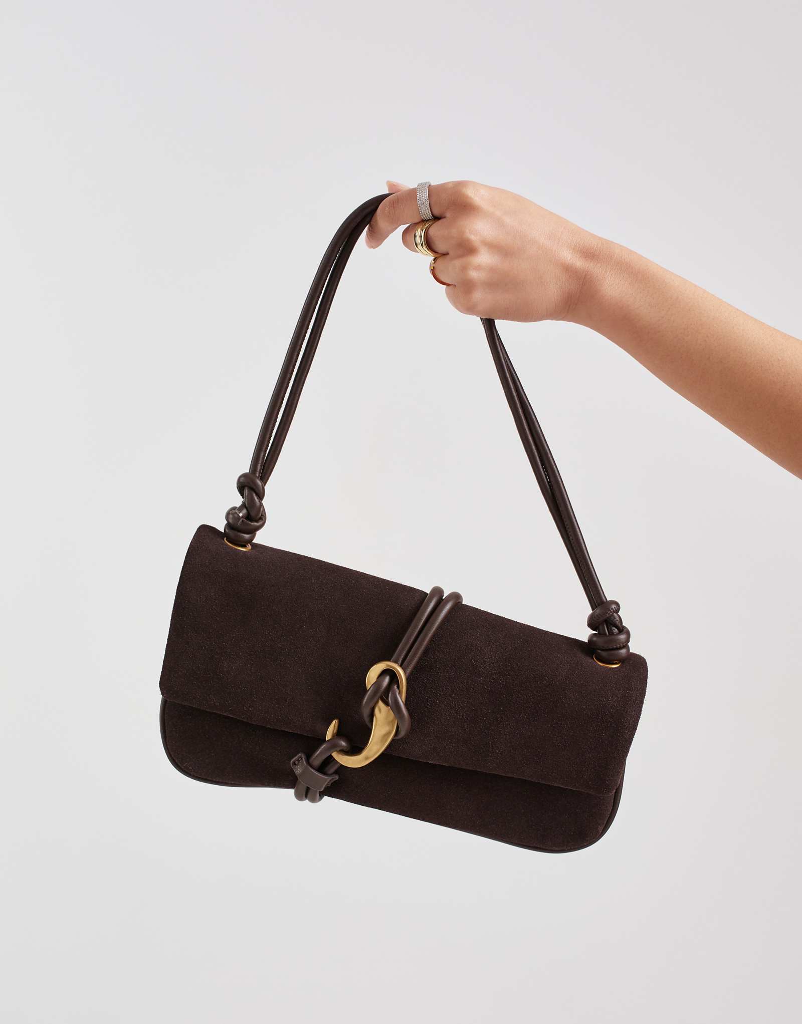 Dolce Vita Alice suede shoulder bag with gold-tone hardware in chocolate brown chocolate 44190₽