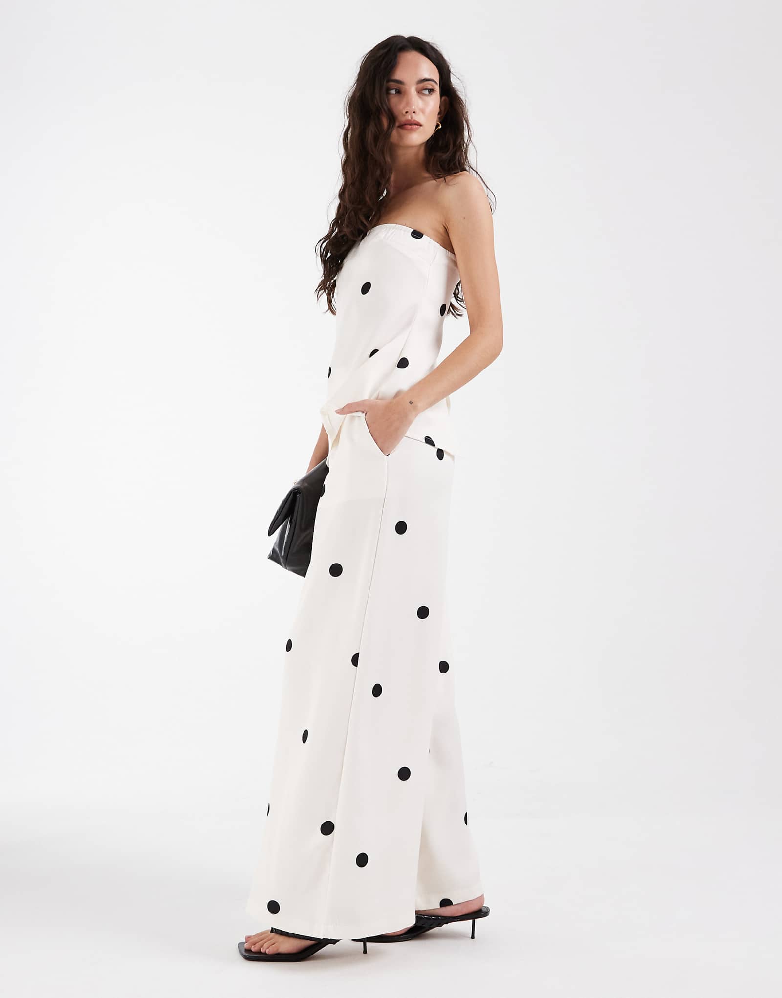 Bronze Snake Romy bandeau and pants polka dot set in white white