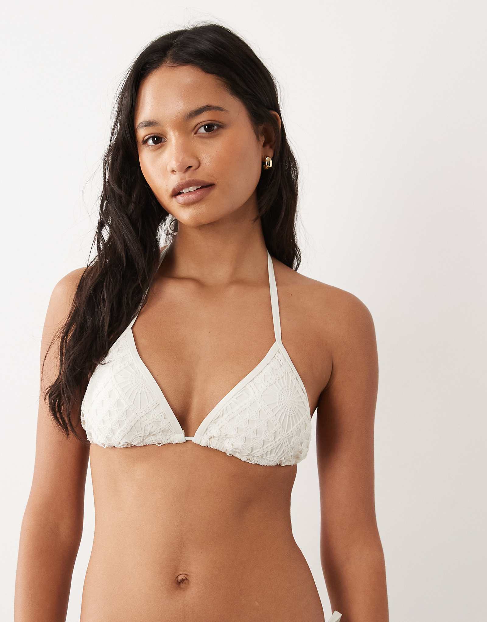 Accessorize crochet triangle bikini top in white white 9090₽