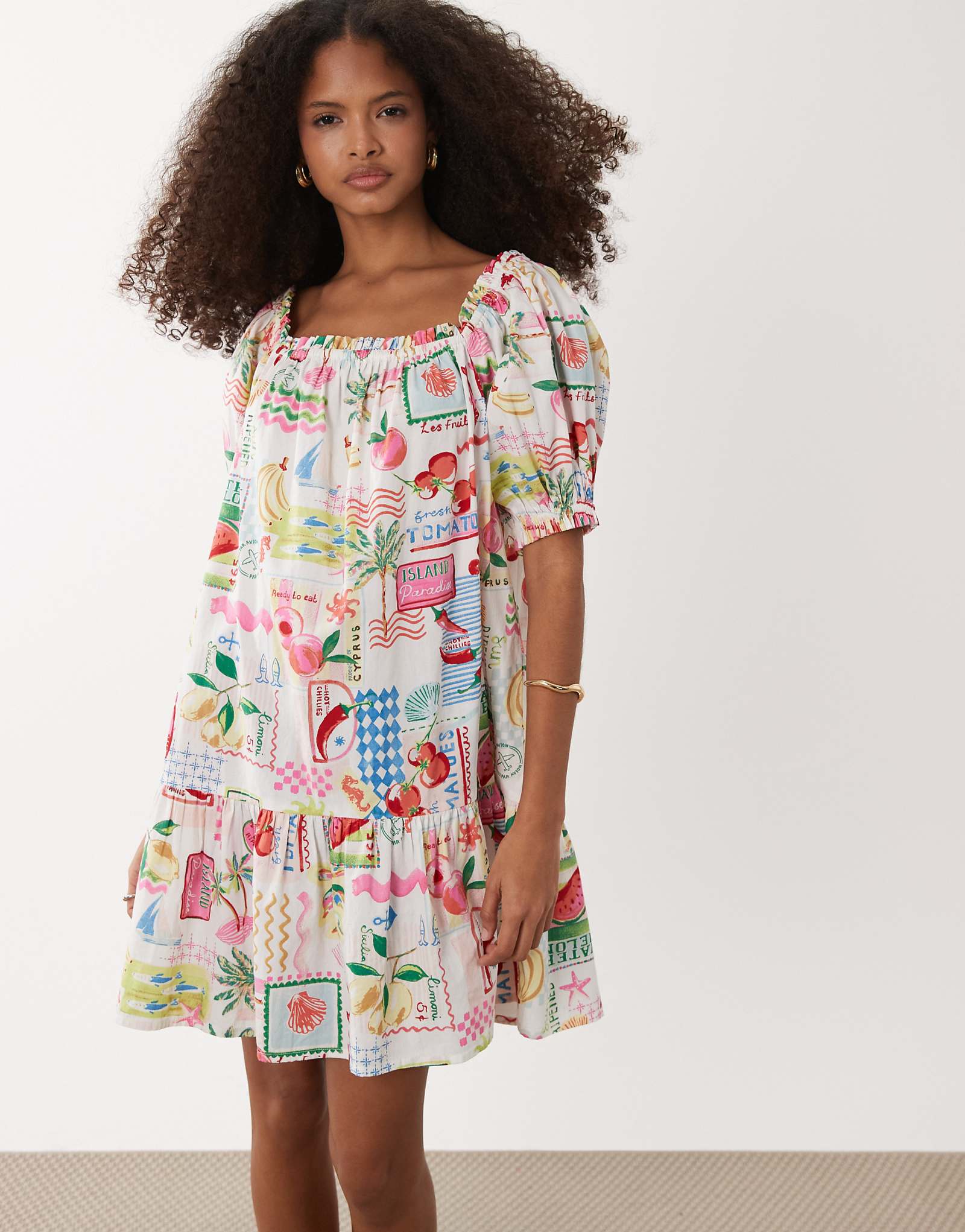 Accessorize postcard print mini beach dress in multi multi 13590₽