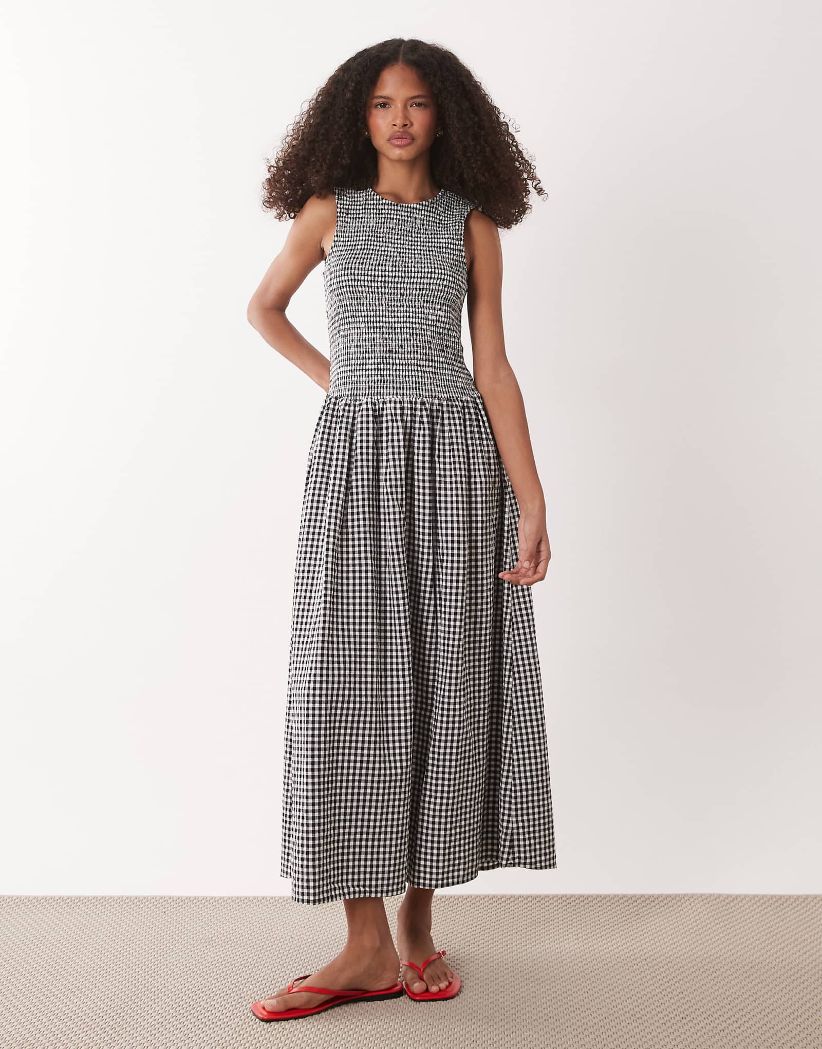Accessorize shirred drop waist dress in black stripe black 18590₽