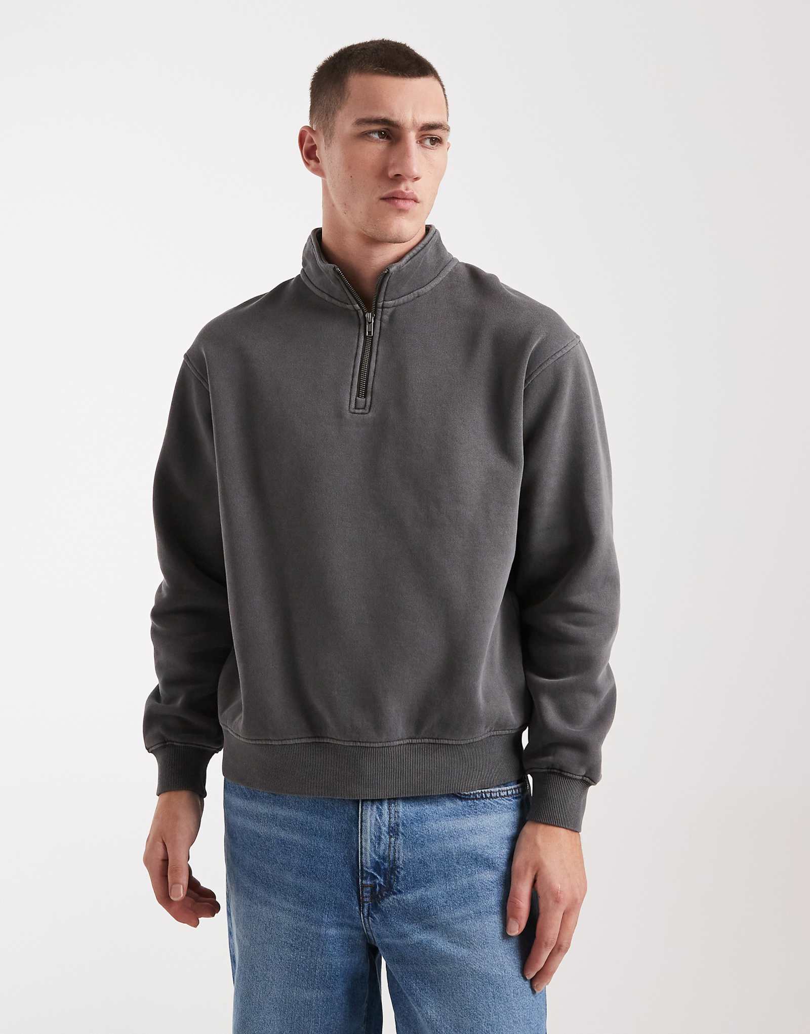 Cotton On quarter zip fleece in slate stone slate stone 11790₽