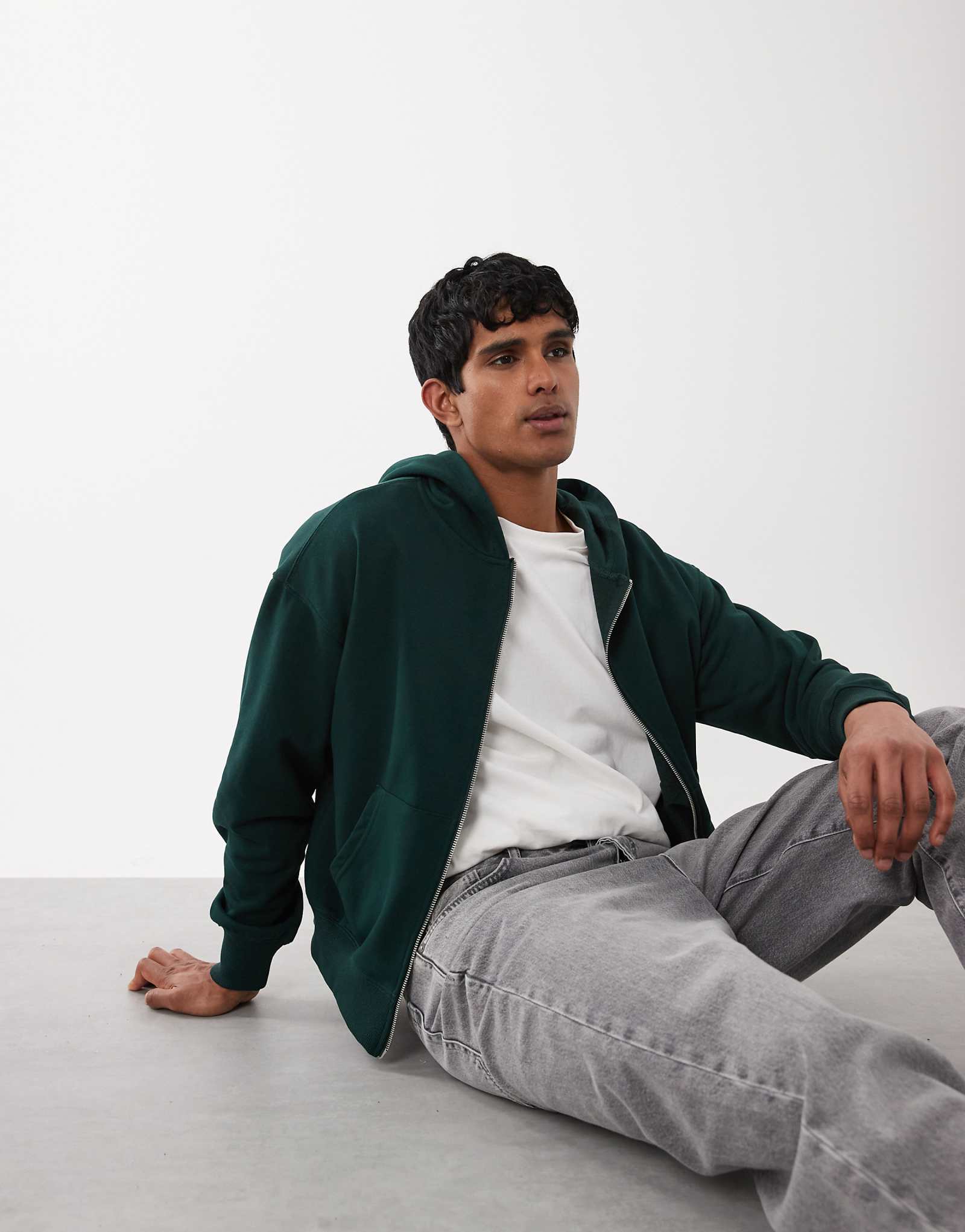 Cotton On zip up hoodie in pine needle green pineneedle green 11790₽