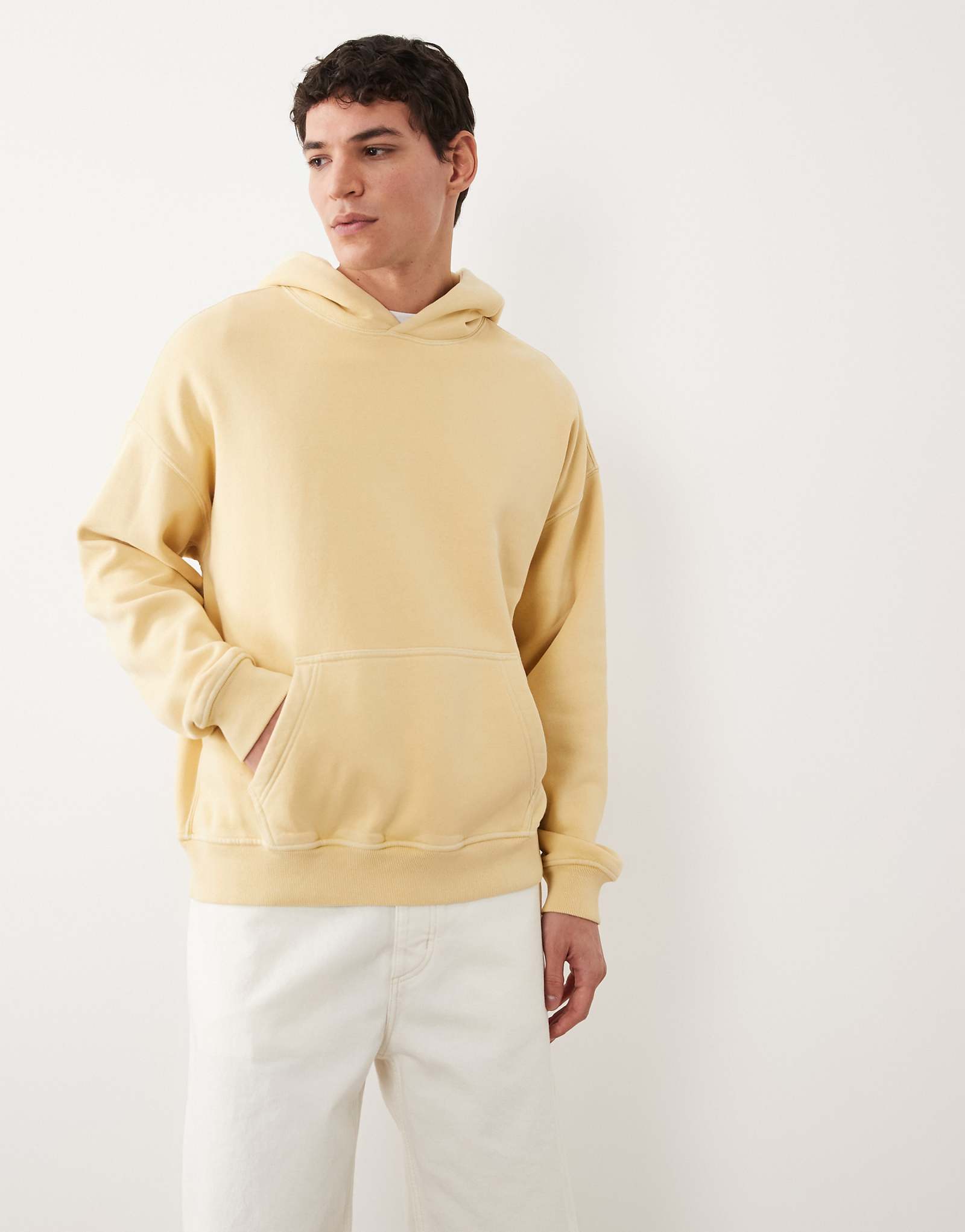 Abercrombie -amp Fitch essential front pocket hoodie in yellow yellow 11590₽