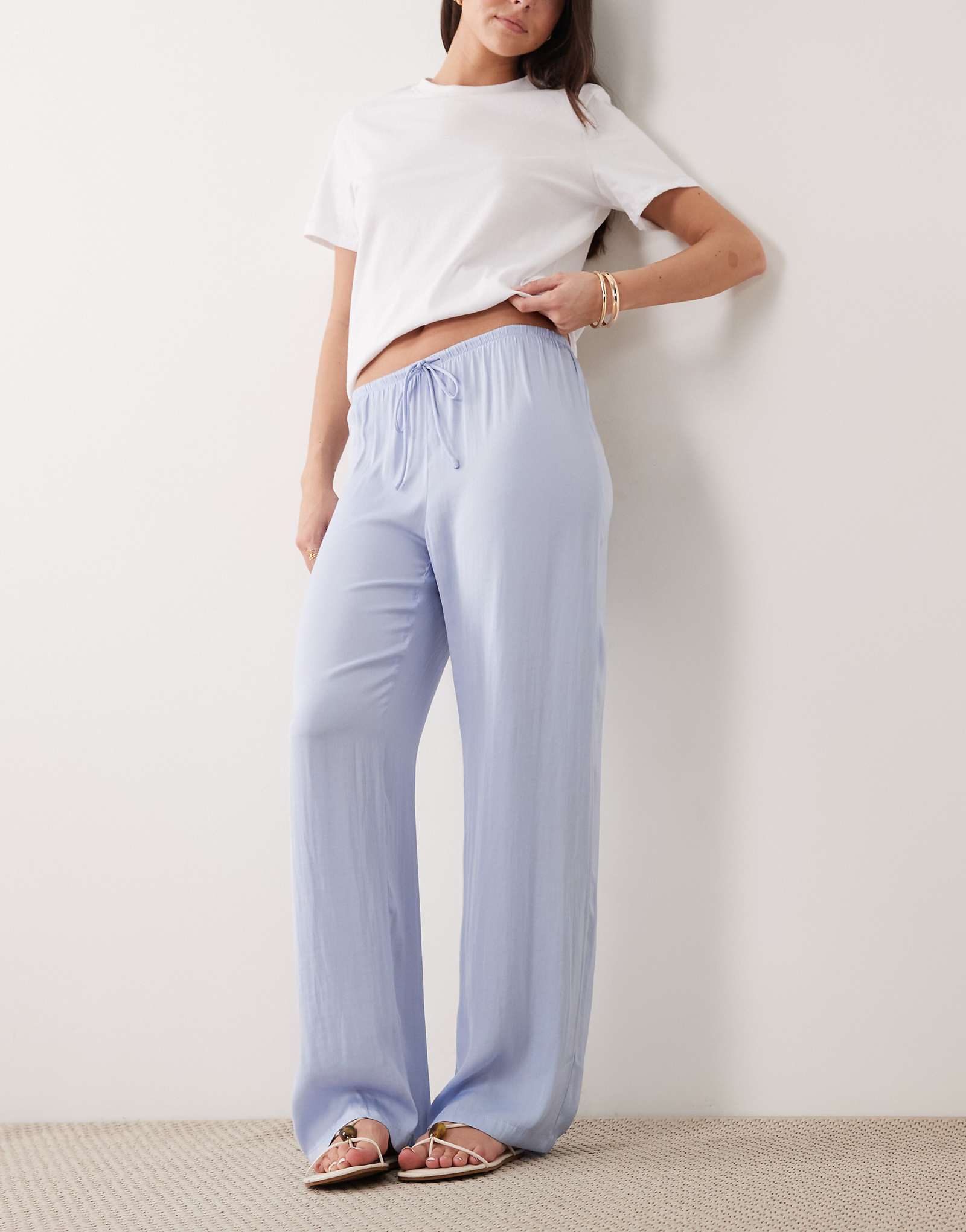 Cotton On sleep washed satin wide leg pants in violet blue violet blue 8490₽