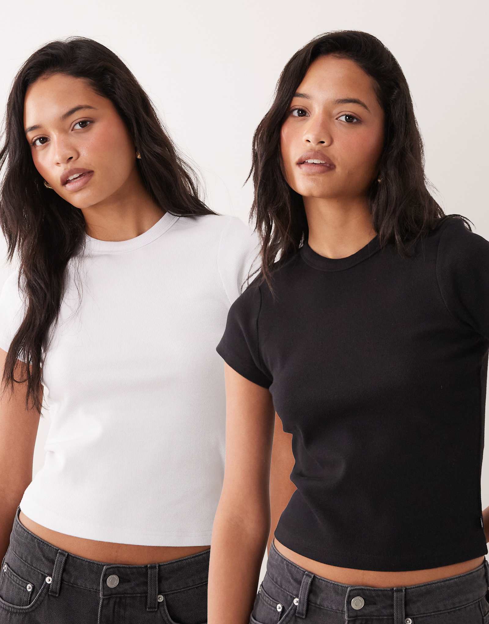 Cotton On active 2 pack ribbed baby tee in black and white multi 11790₽