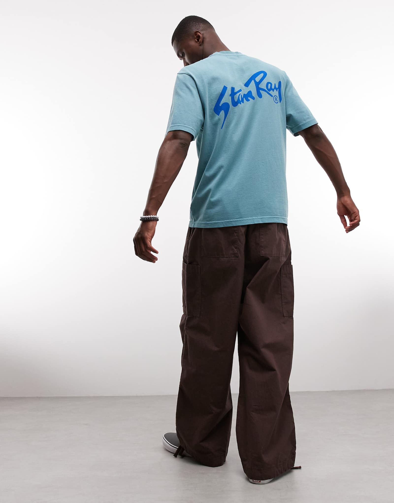 Stan Ray logo short sleeve t-shirt with back print in blue mid blue 11790₽