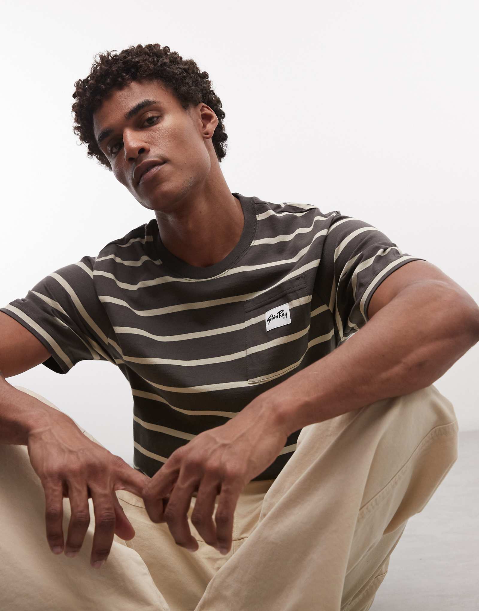 Stan Ray striped short sleeve pocket T-shirt in black and white blackwhite 15090₽