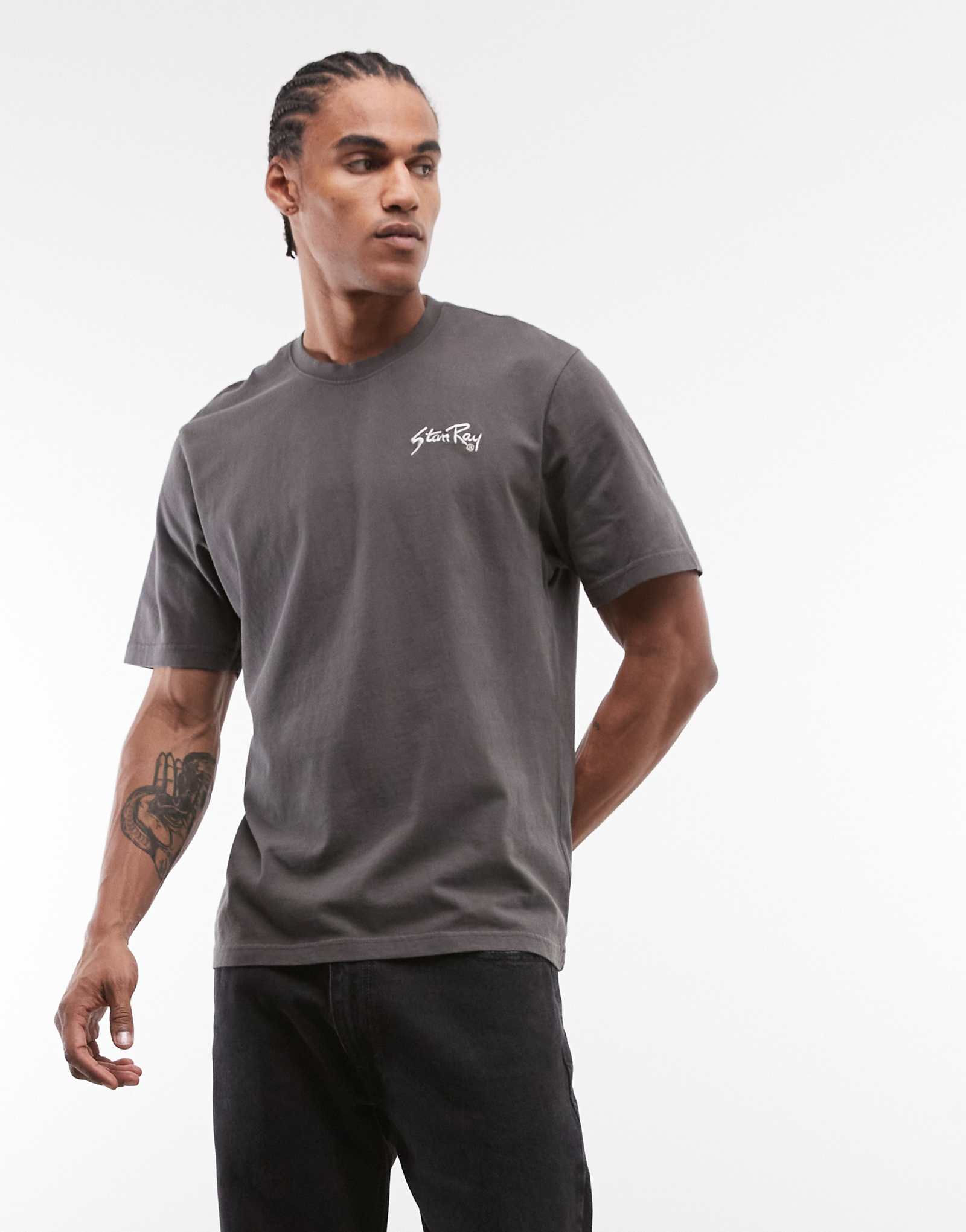 Stan Ray script logo short sleeve T-shirt in washed black washed black 11790₽