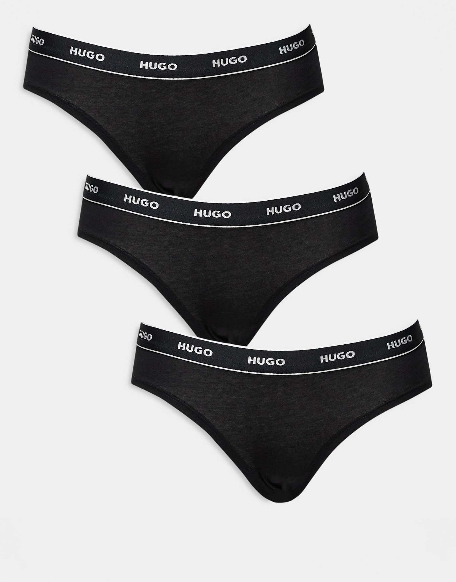HUGO Bodywear 3 pack briefs in black with logo waistband 14190₽
