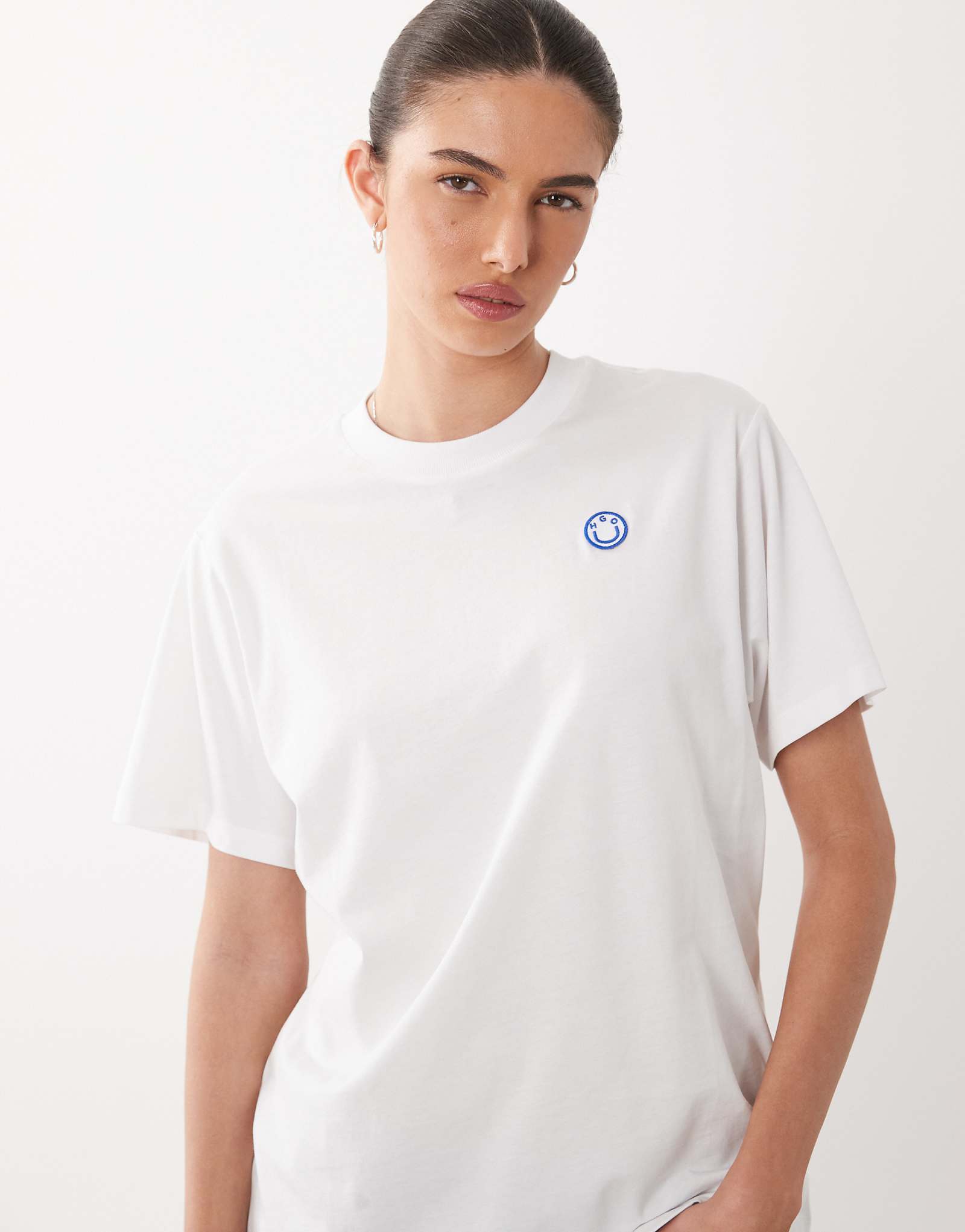 HUGO Blue icon logo T-shirt in white white
