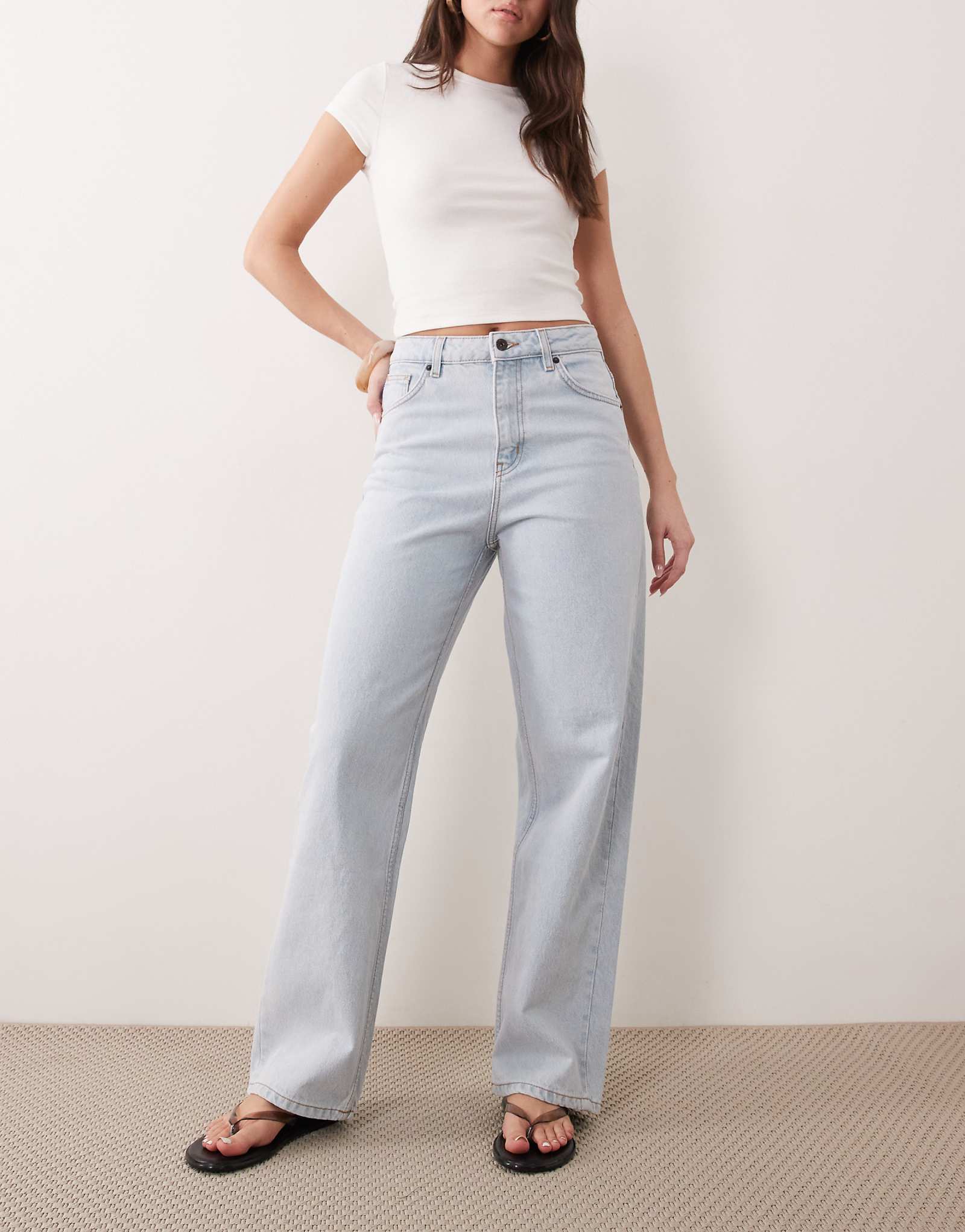HUGO Blue Leni straight leg jeans in light blue turquoiseaqua 33290₽