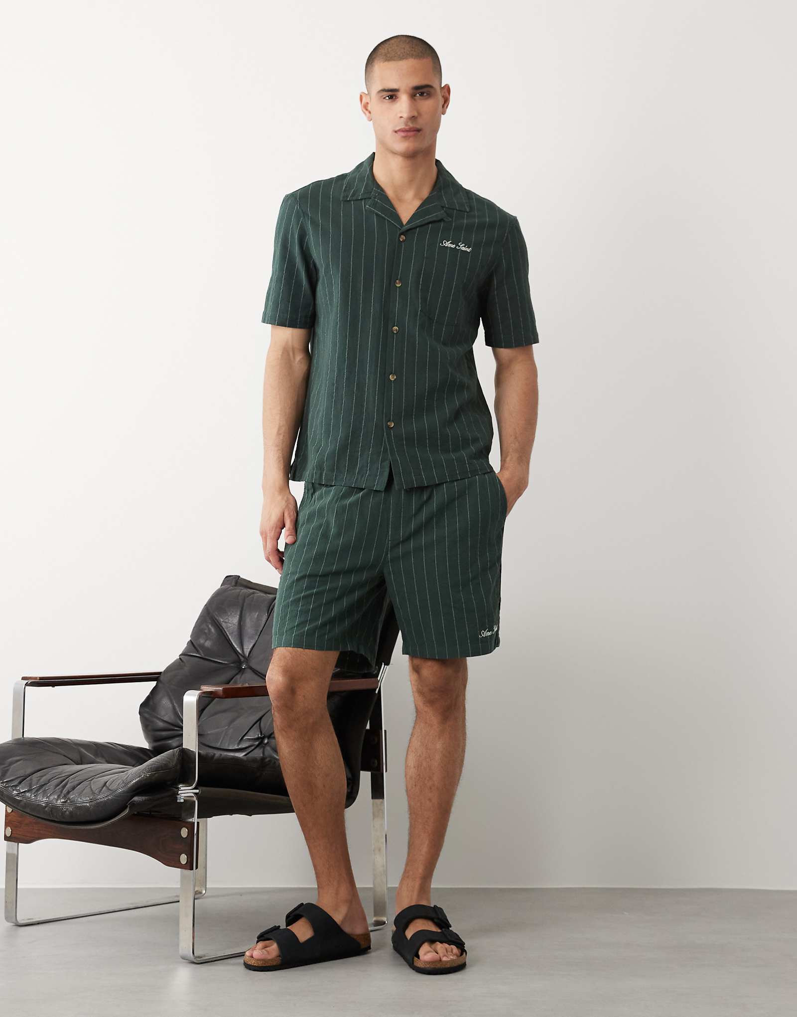 River Island striped shorts in dark green - part of a set green 14490₽